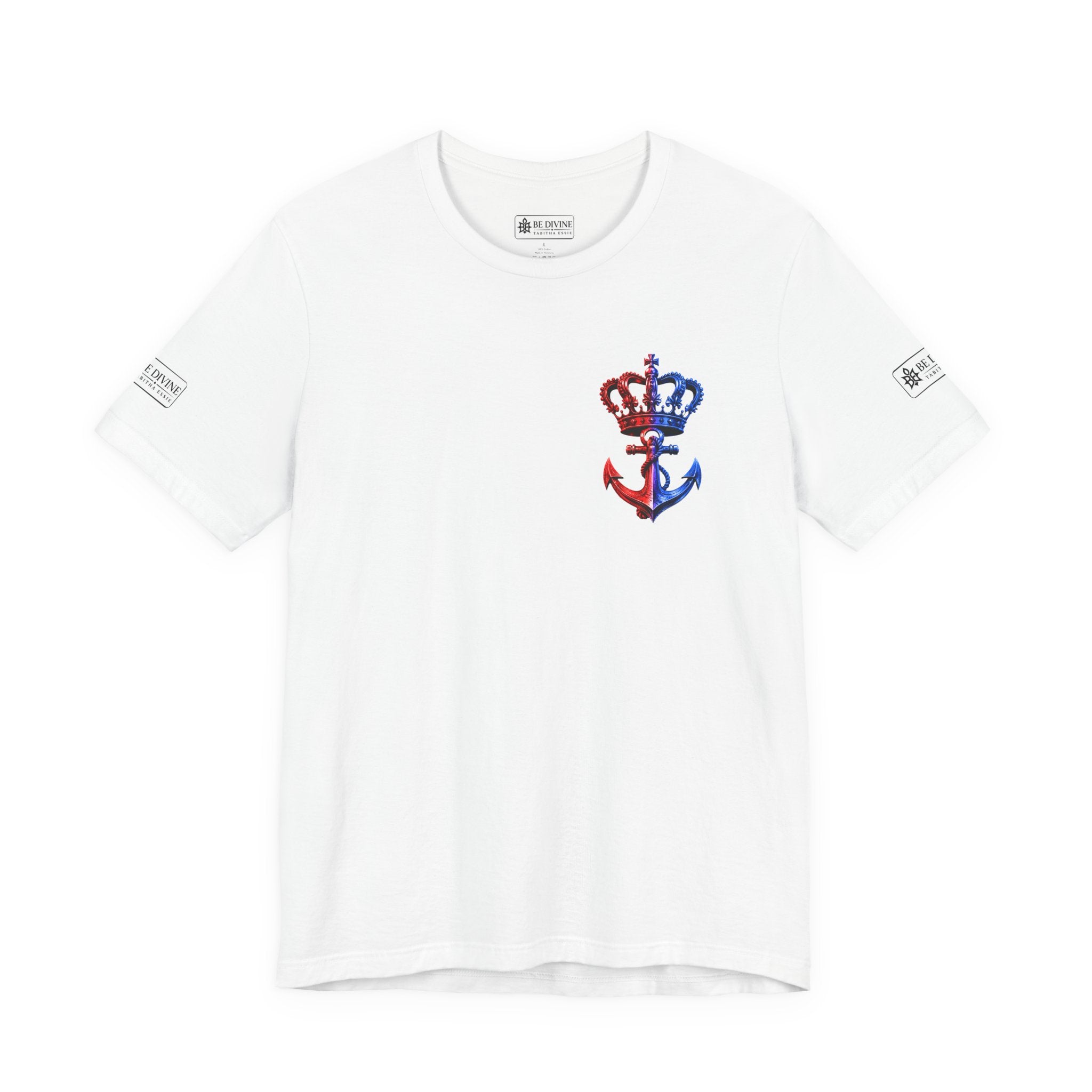 BE DIVINE™ Premium Minimal Crown 'N Anchor T-Shirt – Red 'N Blue Edition