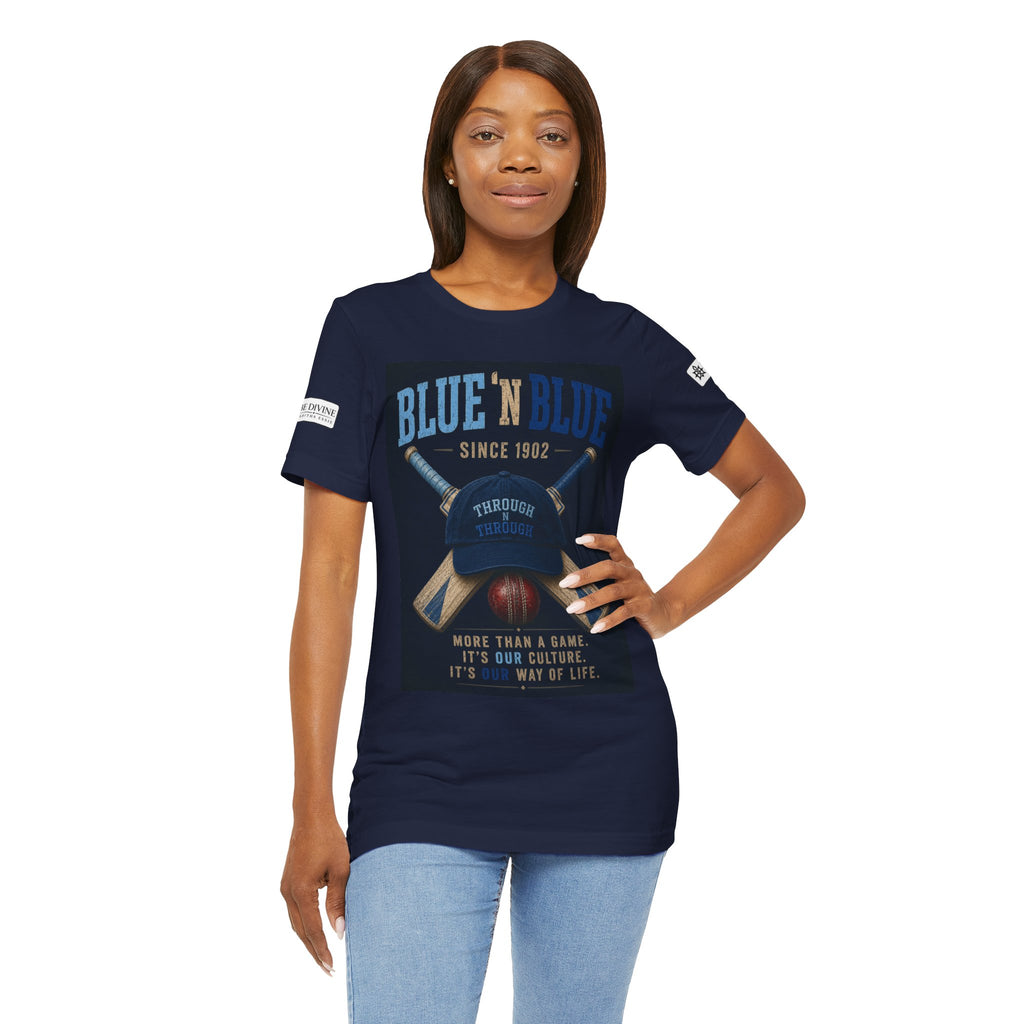 BE DIVINE™ Blue 'N Blue Since 1902 – Through 'N Through Heritage Tee