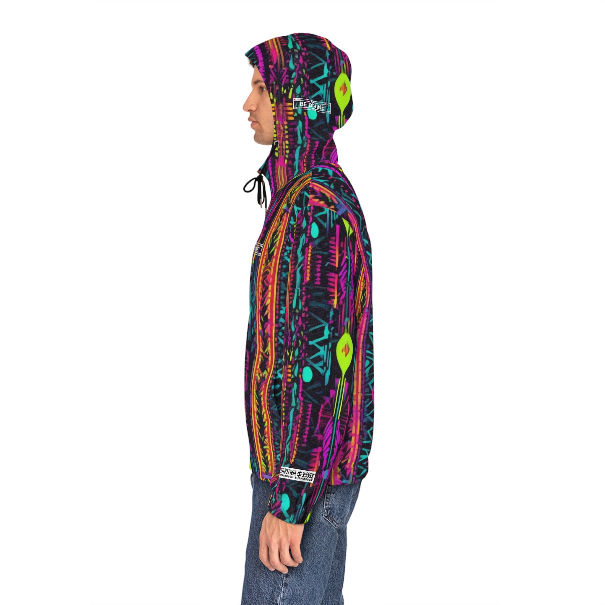 BE DIVINE™ Abstract Neon Pattern - Unisex Designer Print Zip Up Hoodie | Statement Streetwear by Tabitha Essie