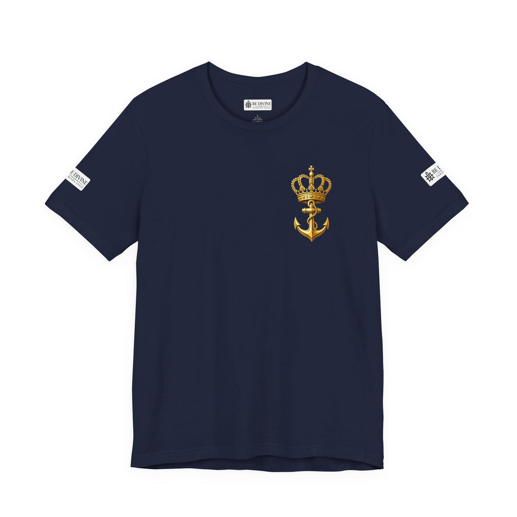 BE DIVINE™ Premium Minimal Crown 'N Anchor Tee – Black & Gold Edition