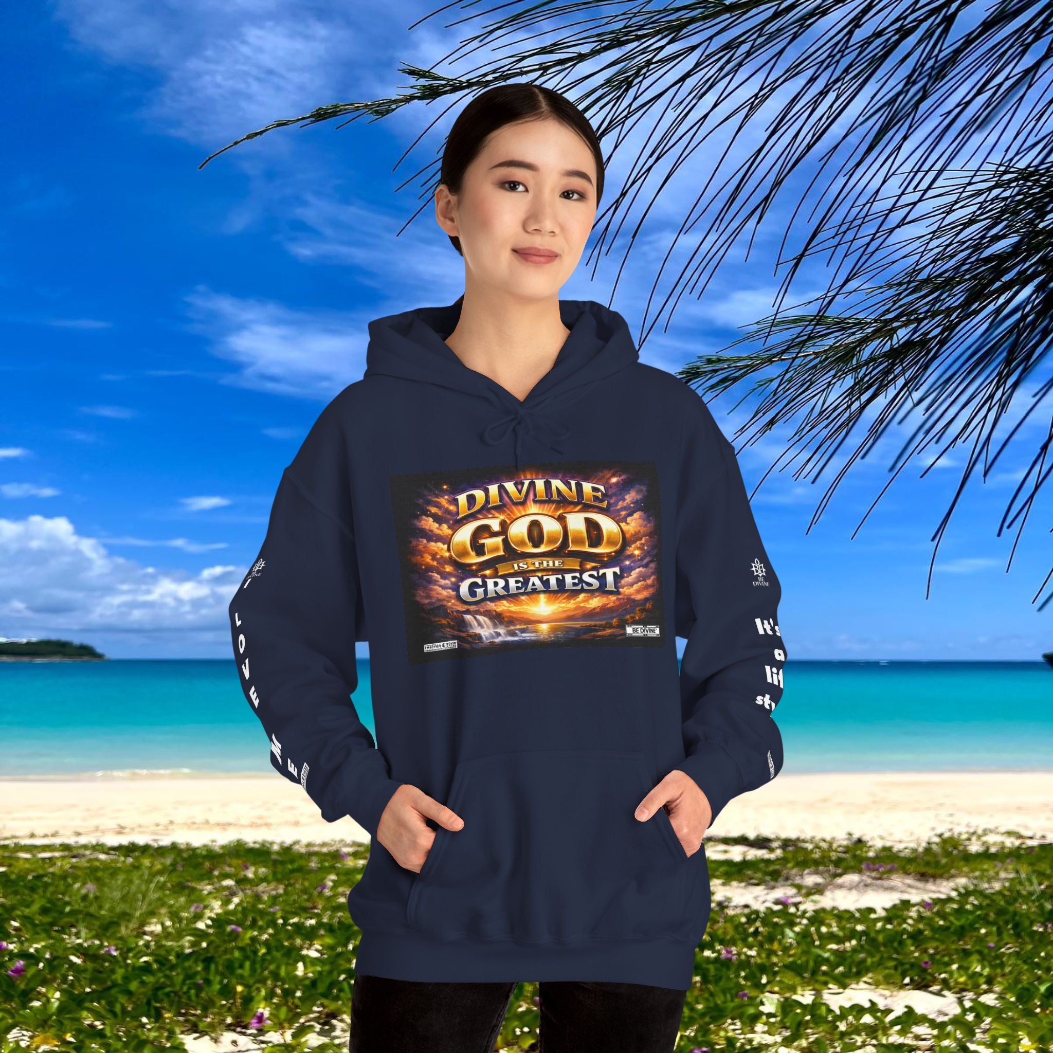 BE DIVINE™ Unisex Heavy Blend Hoodie – Divine God Is the Greatest Faith Statement Sweatshirt