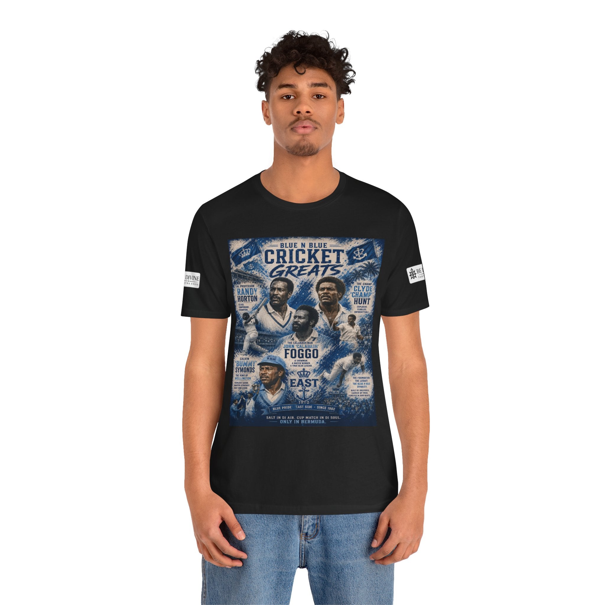 BE DIVINE™ Blue 'N Blue Cricket Greats Heritage Tee – Front & Back Collector Edition