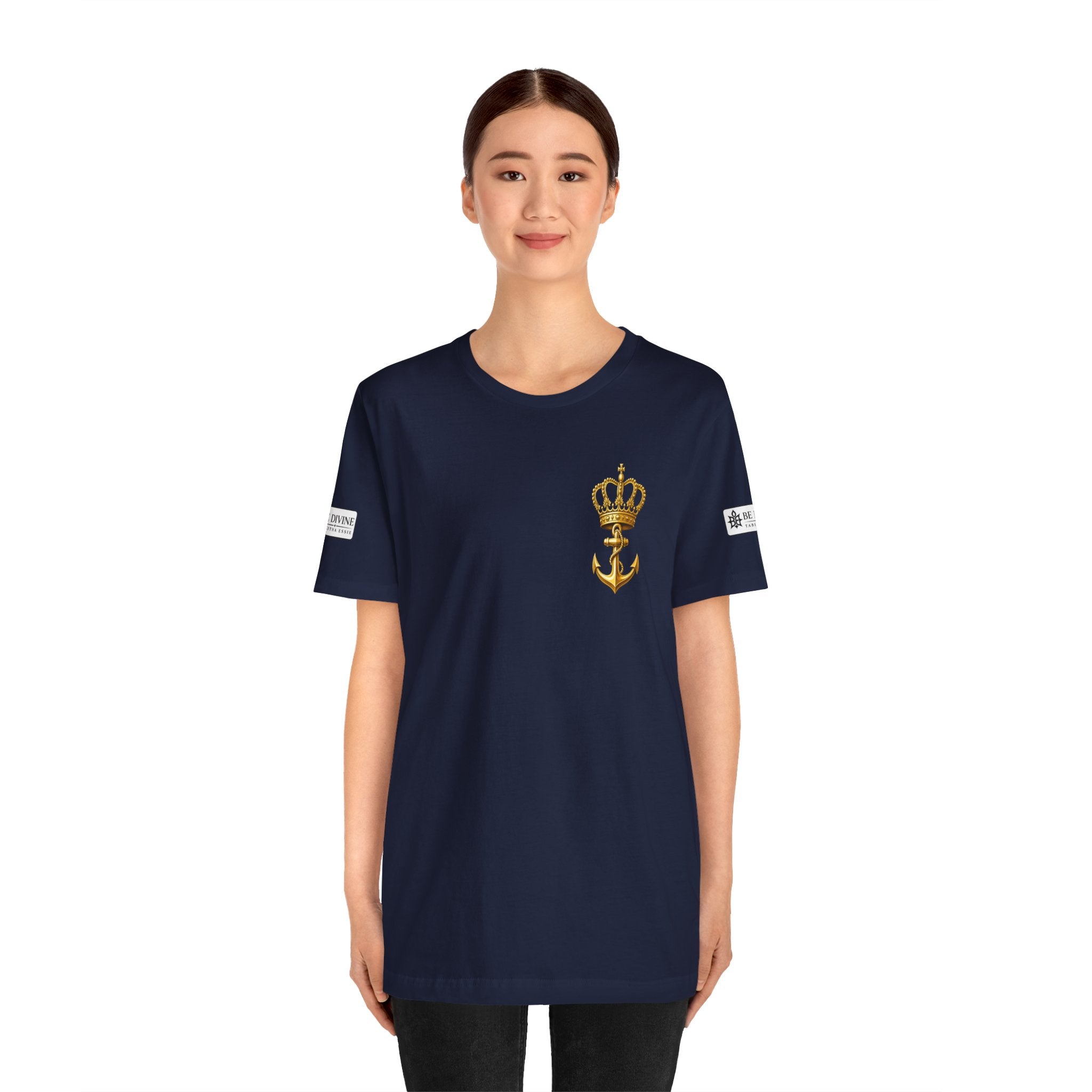 BE DIVINE™ Premium Minimal Crown 'N Anchor Tee – Black & Gold Edition