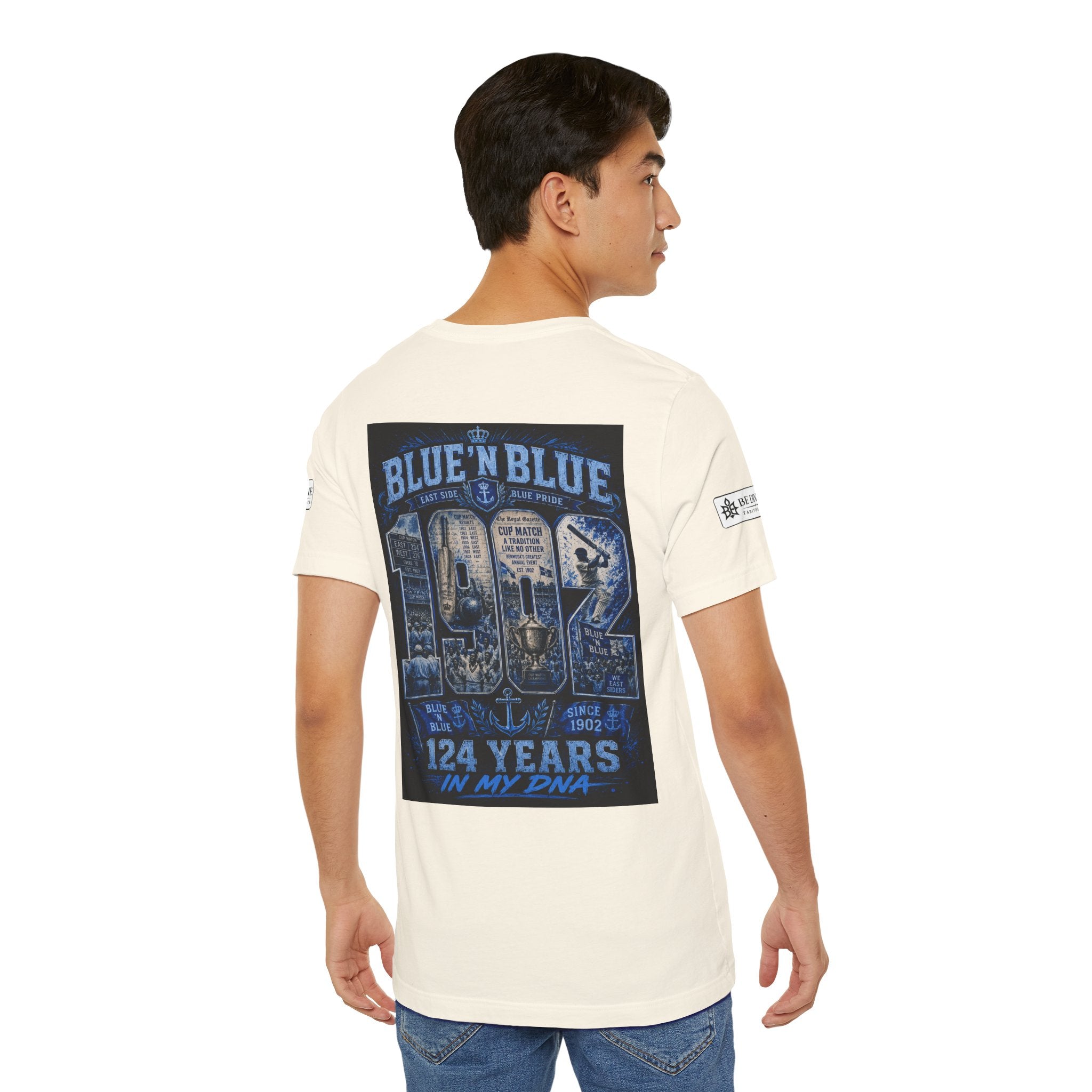 BE DIVINE™ Blue 'N Blue Cricket Greats Heritage Tee – Front & Back Collector Edition