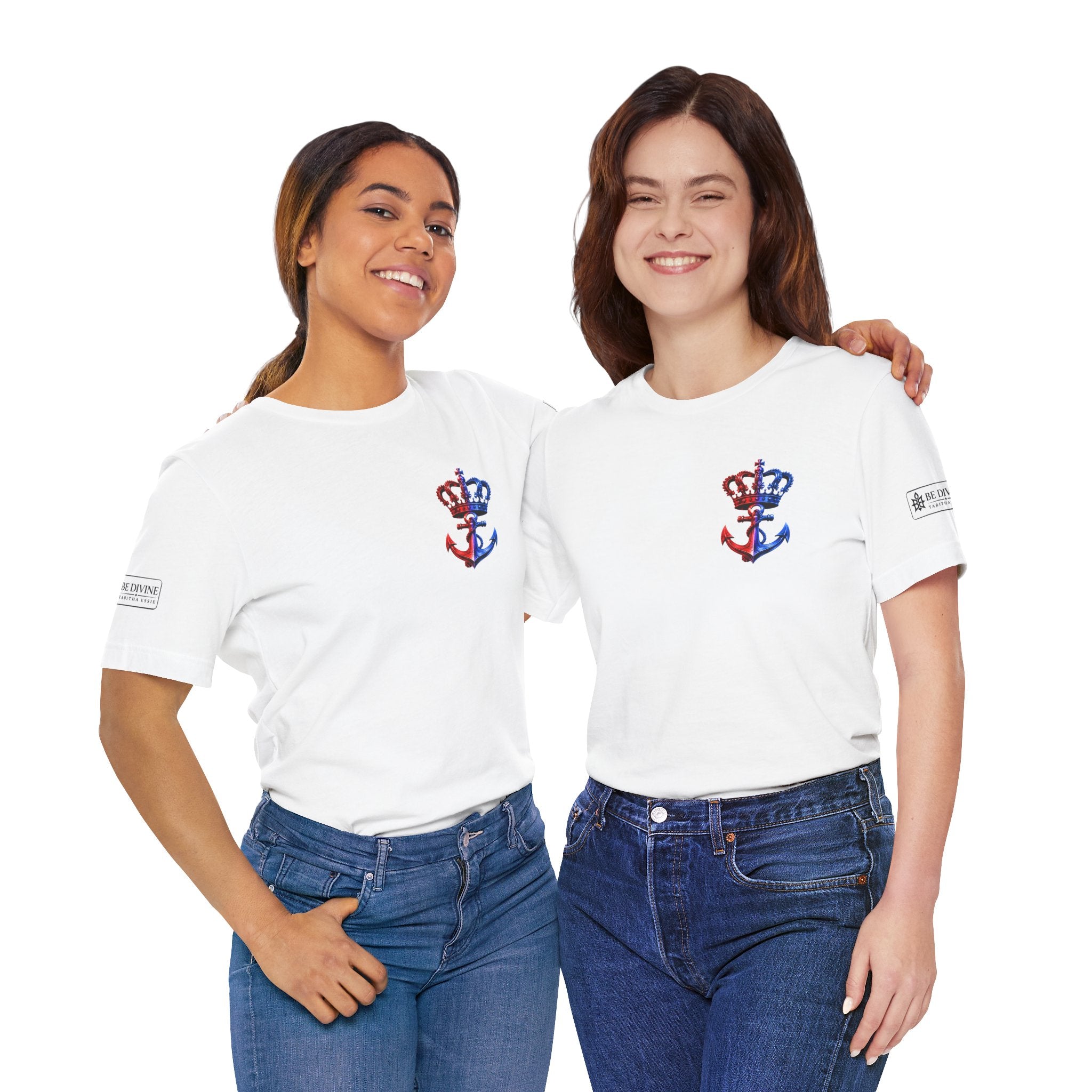 BE DIVINE™ Premium Minimal Crown 'N Anchor T-Shirt – Red 'N Blue Edition