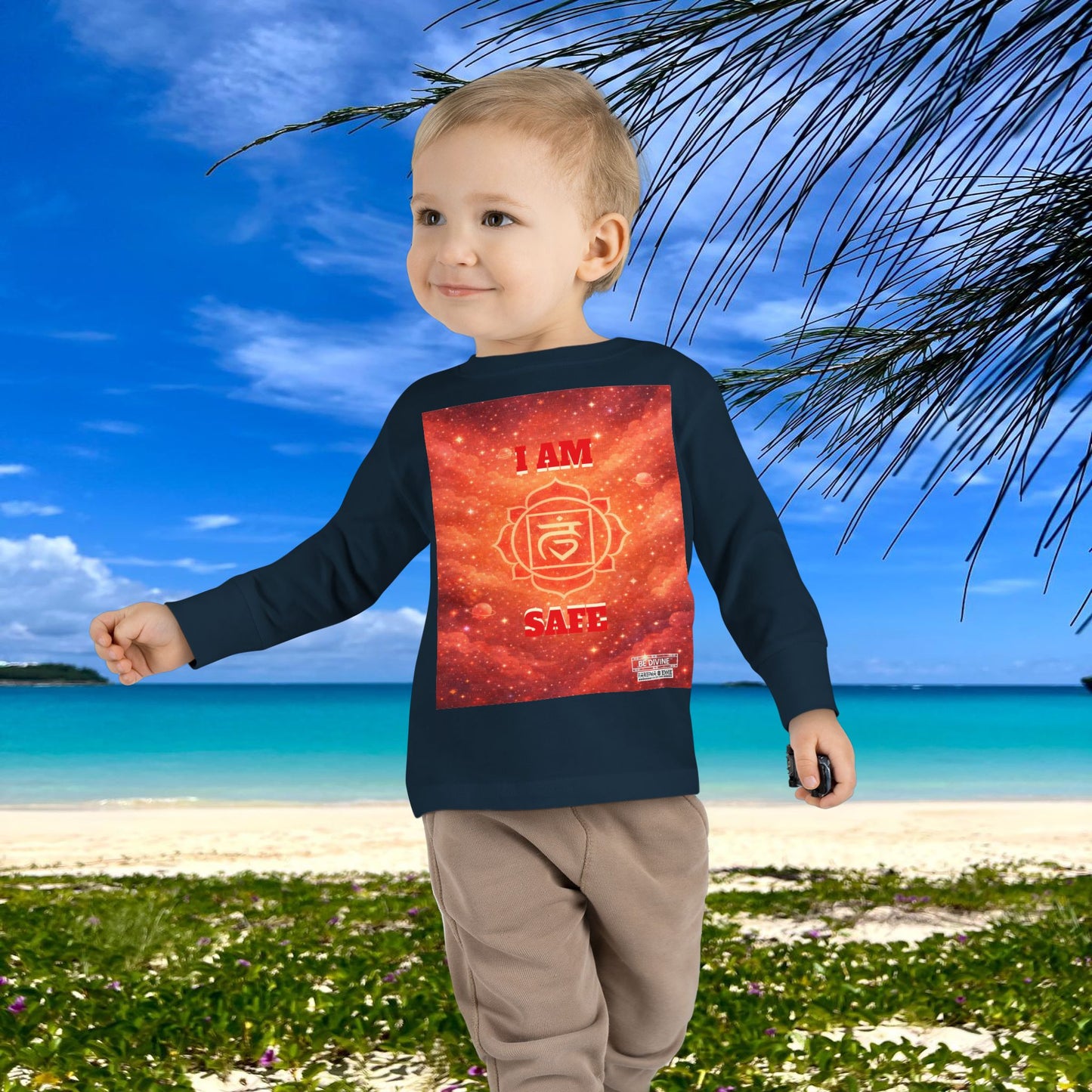BE DIVINE™ Root Chakra Toddler Long Sleeve Tee | Safety & Security Affirmation Shirt