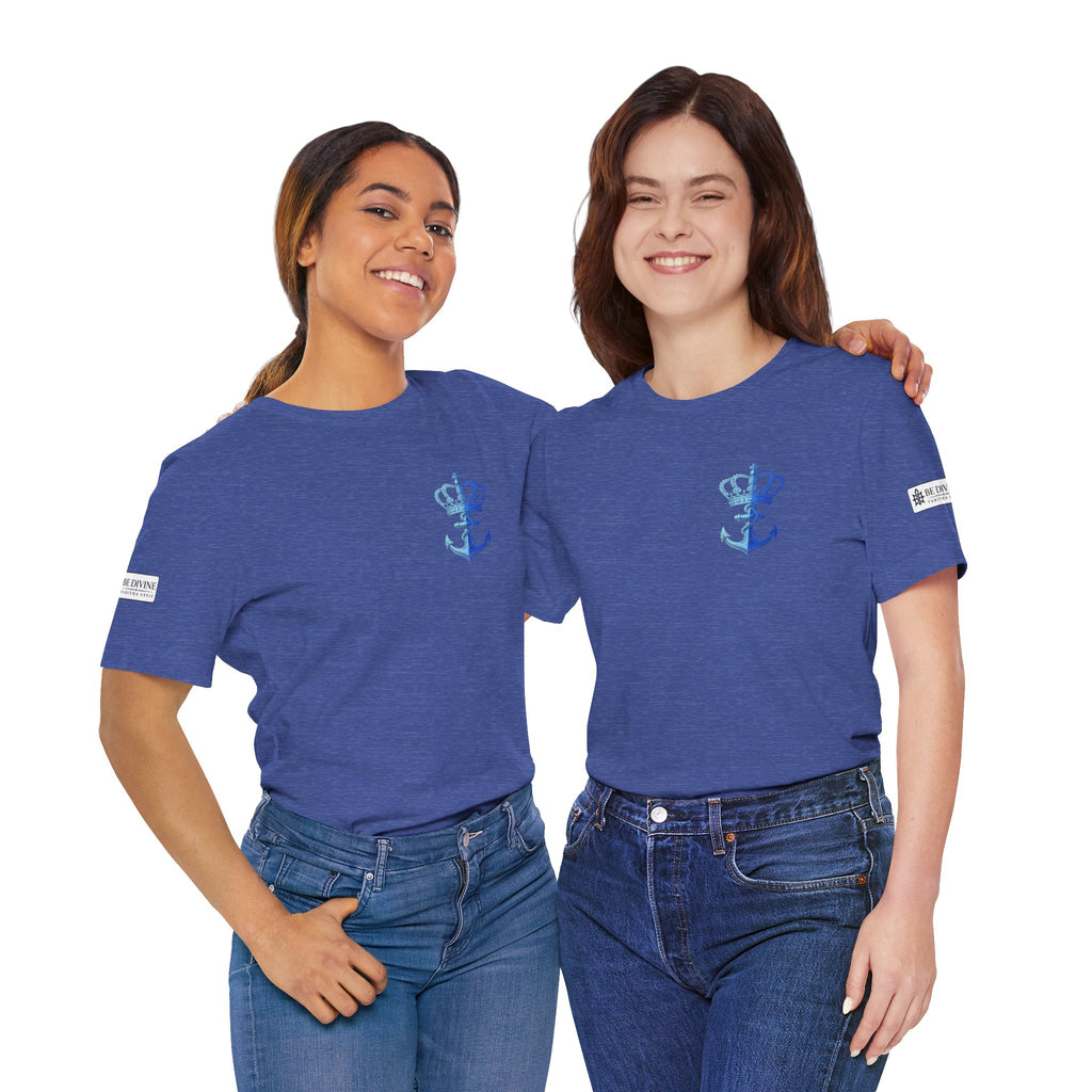 BE DIVINE™ Premium Minimal Crown 'N Anchor Tee – Blue 'N Blue Edition