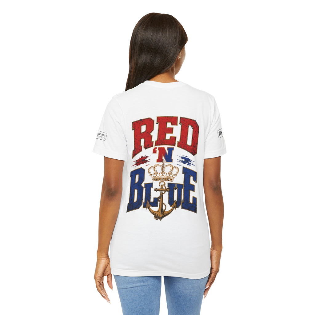 BE DIVINE™ RED 'N BLUE Tee – Crown 'N Anchor Edition