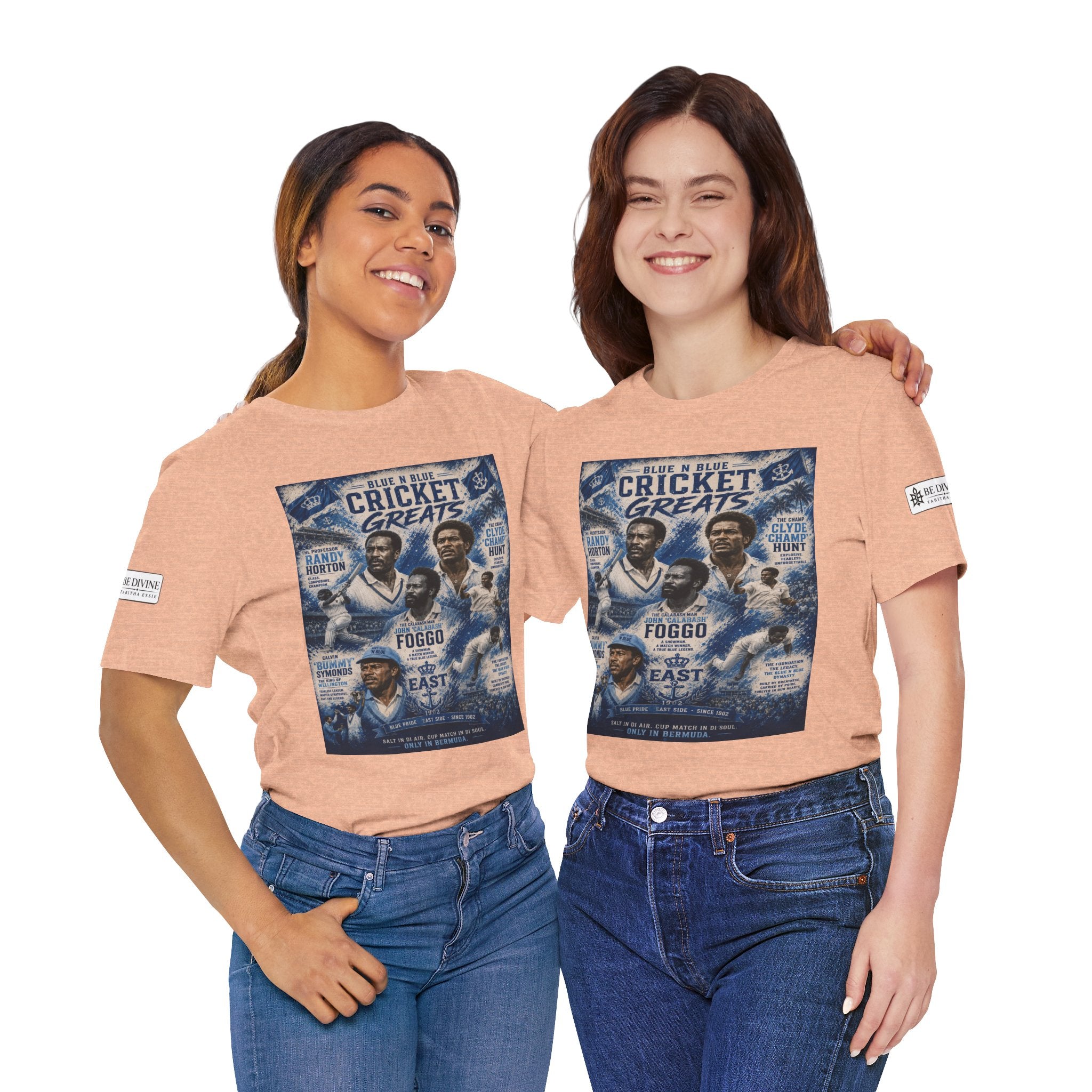 BE DIVINE™ Blue 'N Blue Cricket Greats Heritage Tee – Front & Back Collector Edition