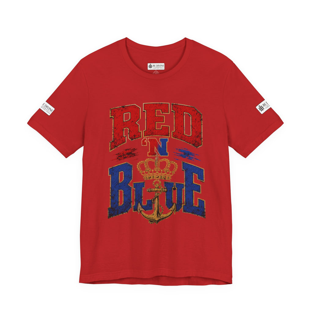 BE DIVINE™ RED 'N BLUE Tee – Crown 'N Anchor Edition