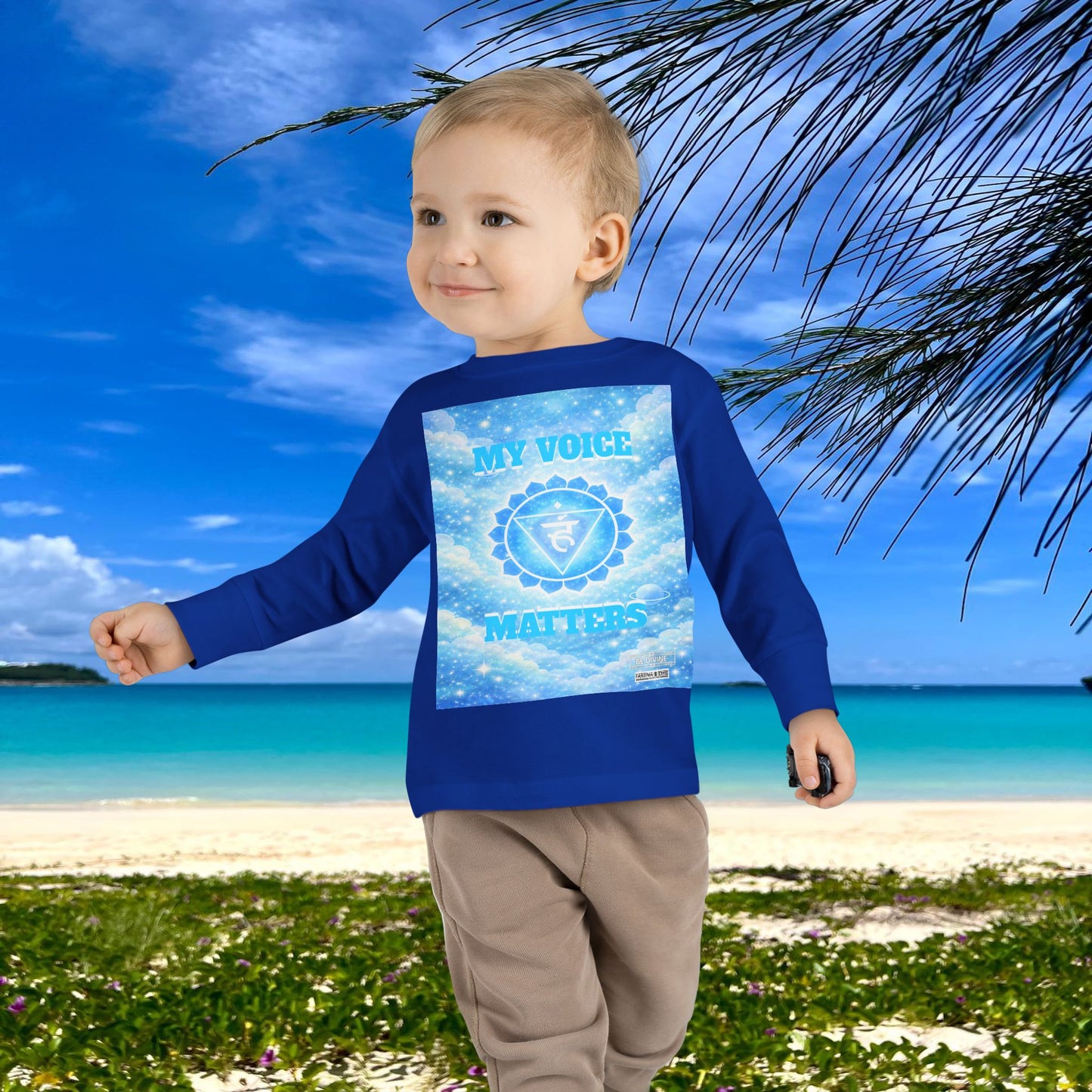BE DIVINE™ Throat Chakra Toddler Long Sleeve Tee | Communication & Self-Expression Shirt