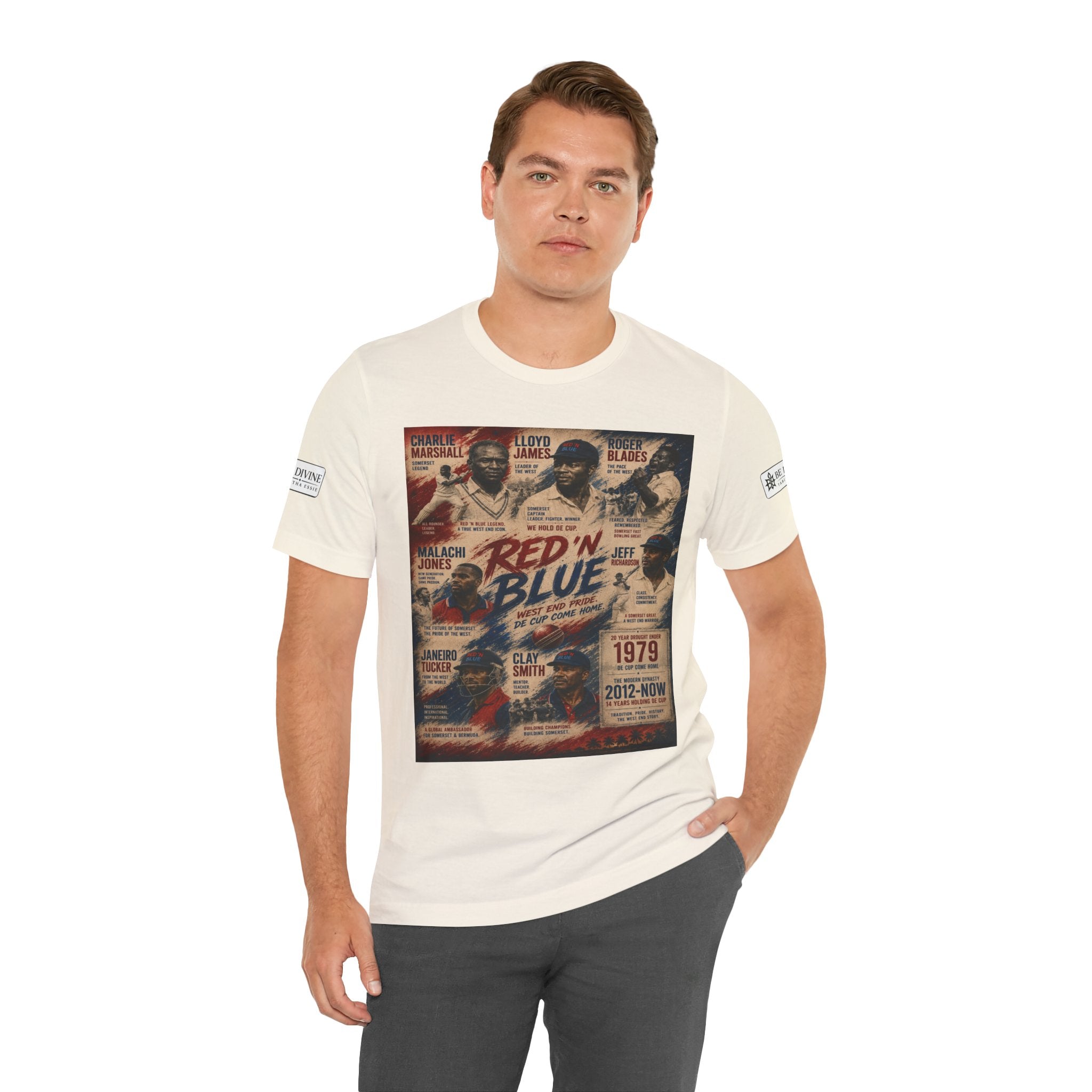 BE DIVINE™ Red ’N Blue Cricket Greats Tee