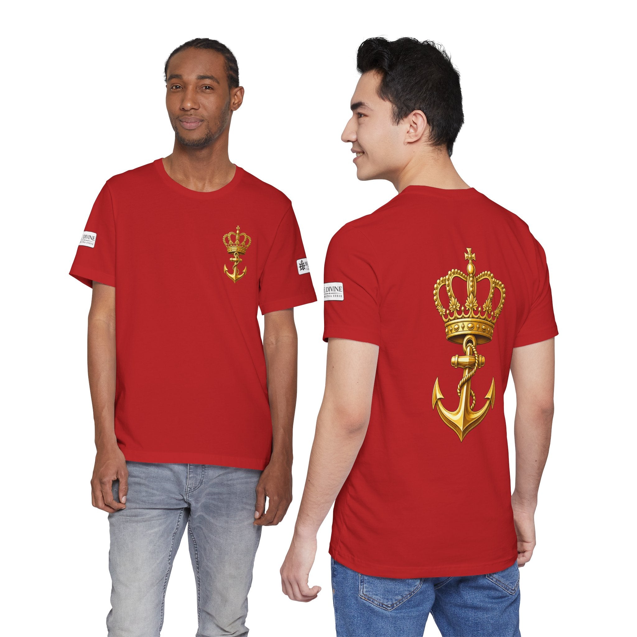 BE DIVINE™ Premium Minimal Crown 'N Anchor Tee – Black & Gold Edition