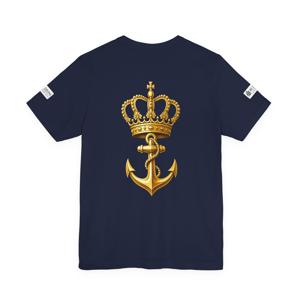 BE DIVINE™ Premium Minimal Crown 'N Anchor Tee – Black & Gold Edition