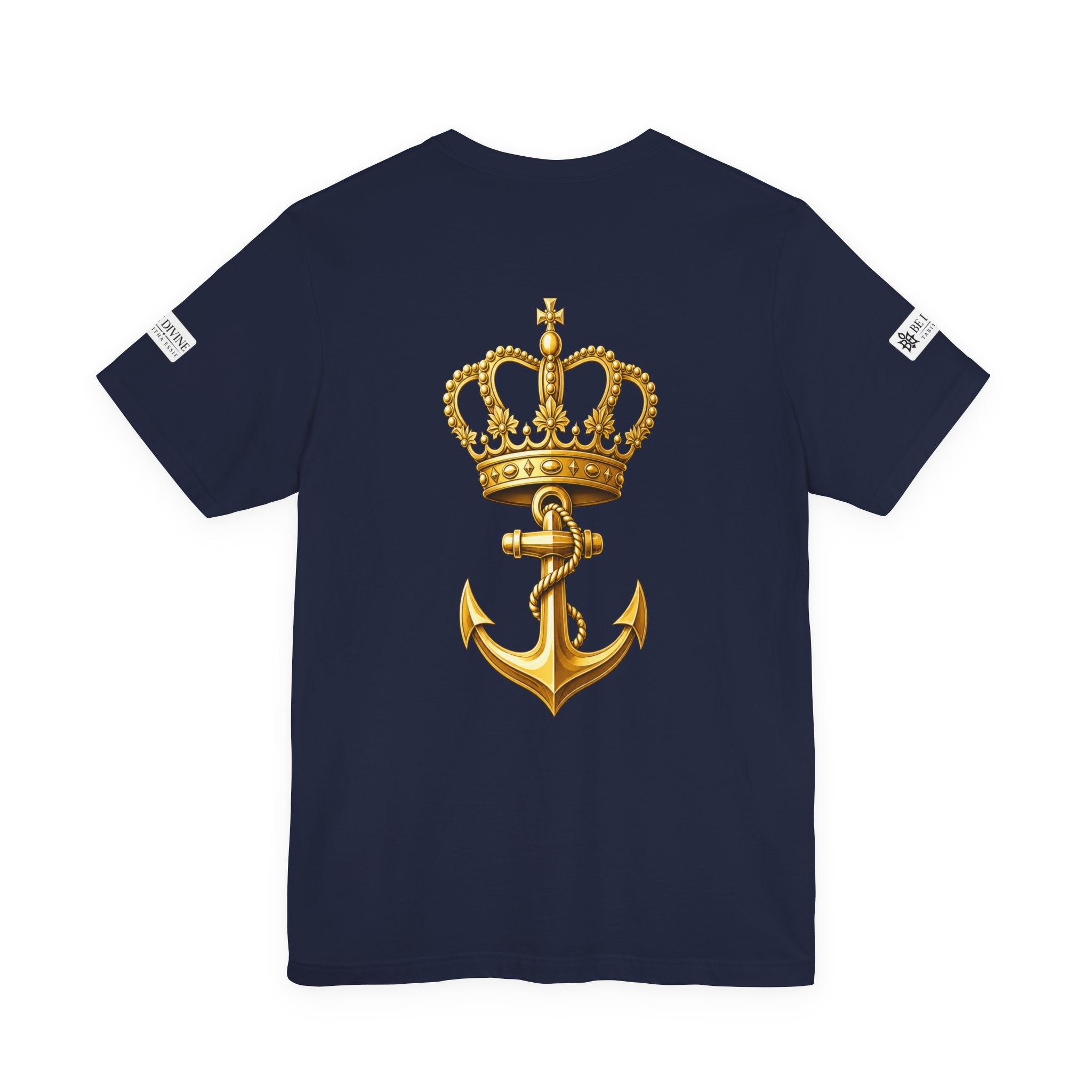 BE DIVINE™ Premium Minimal Crown 'N Anchor Tee – Black & Gold Edition