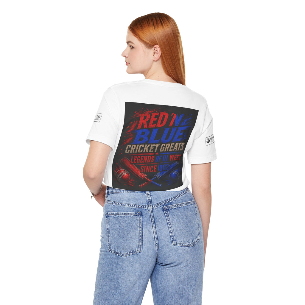 BE DIVINE™ Red ’N Blue Cricket Greats Tee