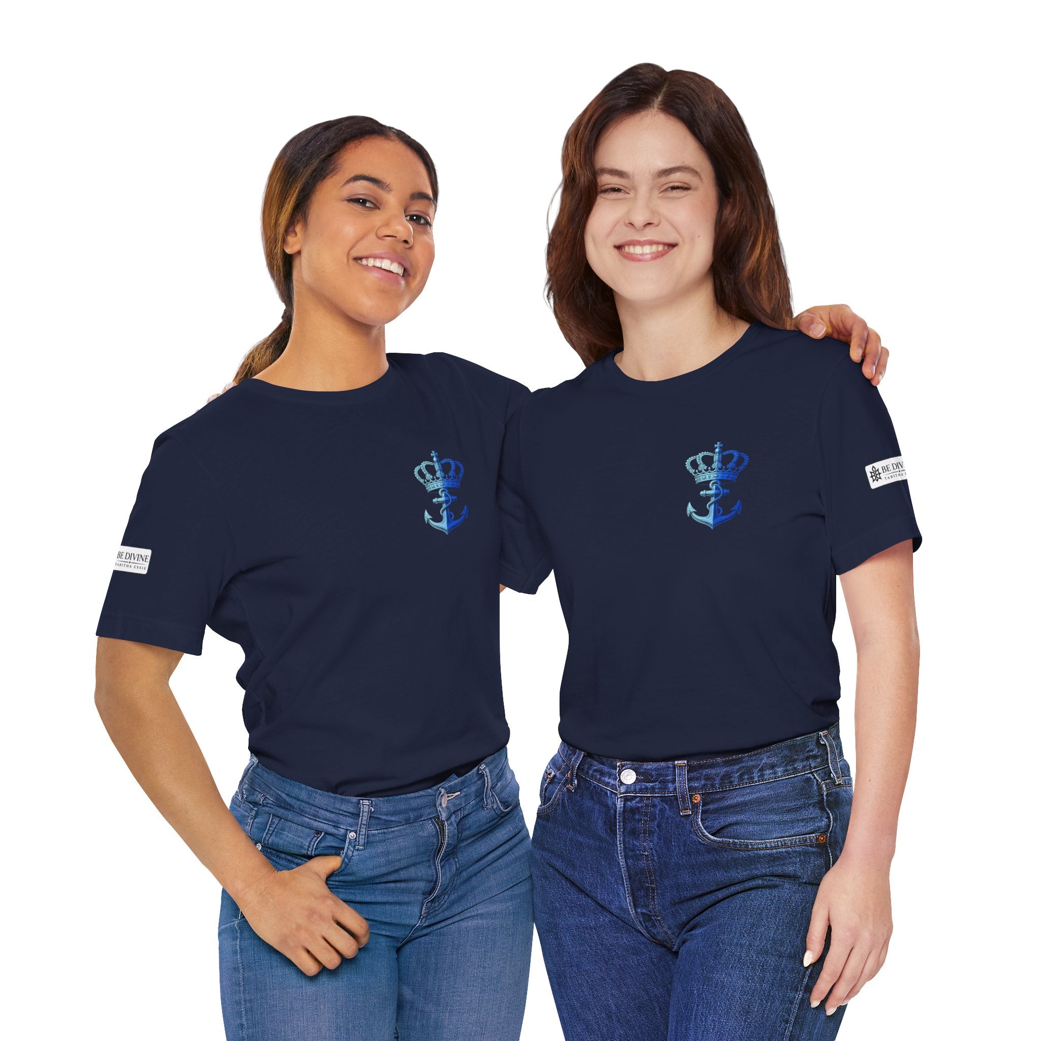 BE DIVINE™ Premium Minimal Crown 'N Anchor Tee – Blue 'N Blue Edition