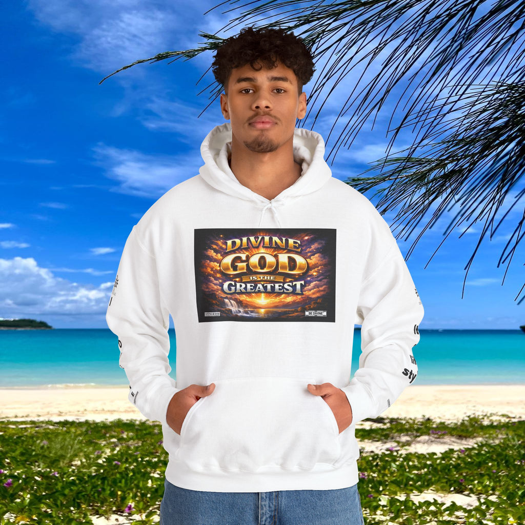 BE DIVINE™ Unisex Heavy Blend Hoodie – Divine God Is the Greatest Faith Statement Sweatshirt