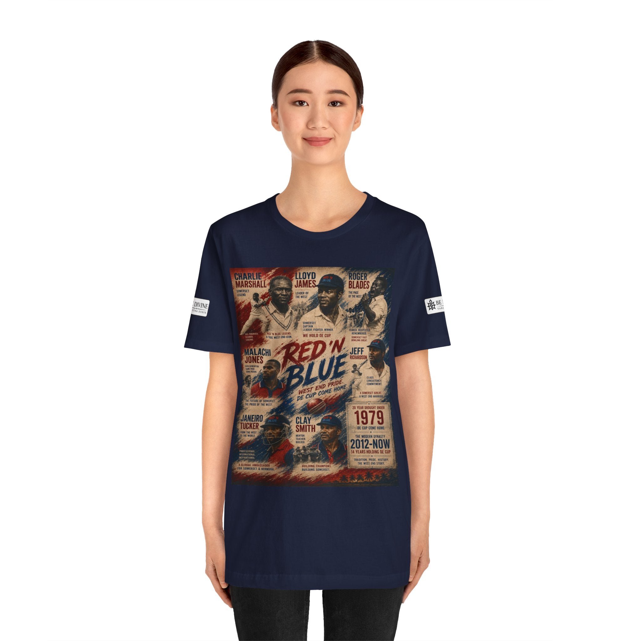 BE DIVINE™ Red ’N Blue Cricket Greats Tee