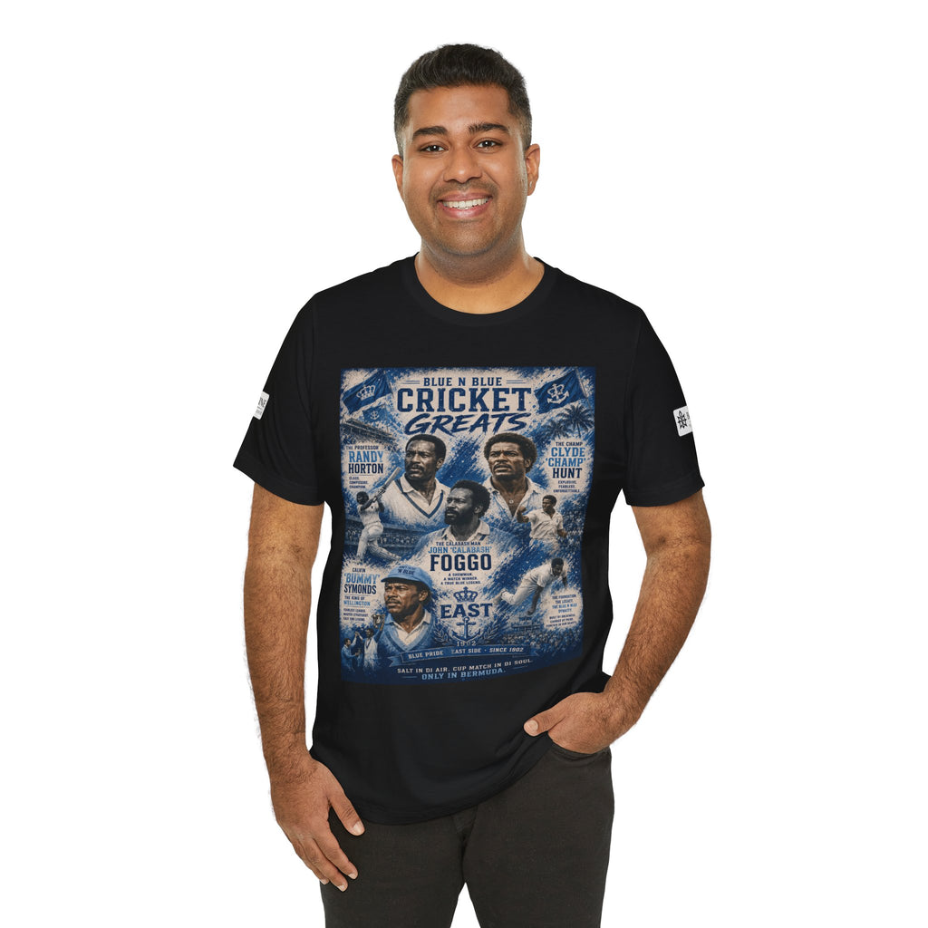BE DIVINE™ Blue 'N Blue Cricket Greats Heritage Tee – Front & Back Collector Edition