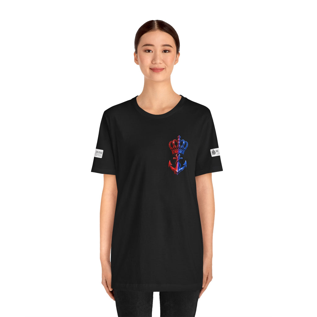 BE DIVINE™ Premium Minimal Crown 'N Anchor T-Shirt – Red 'N Blue Edition