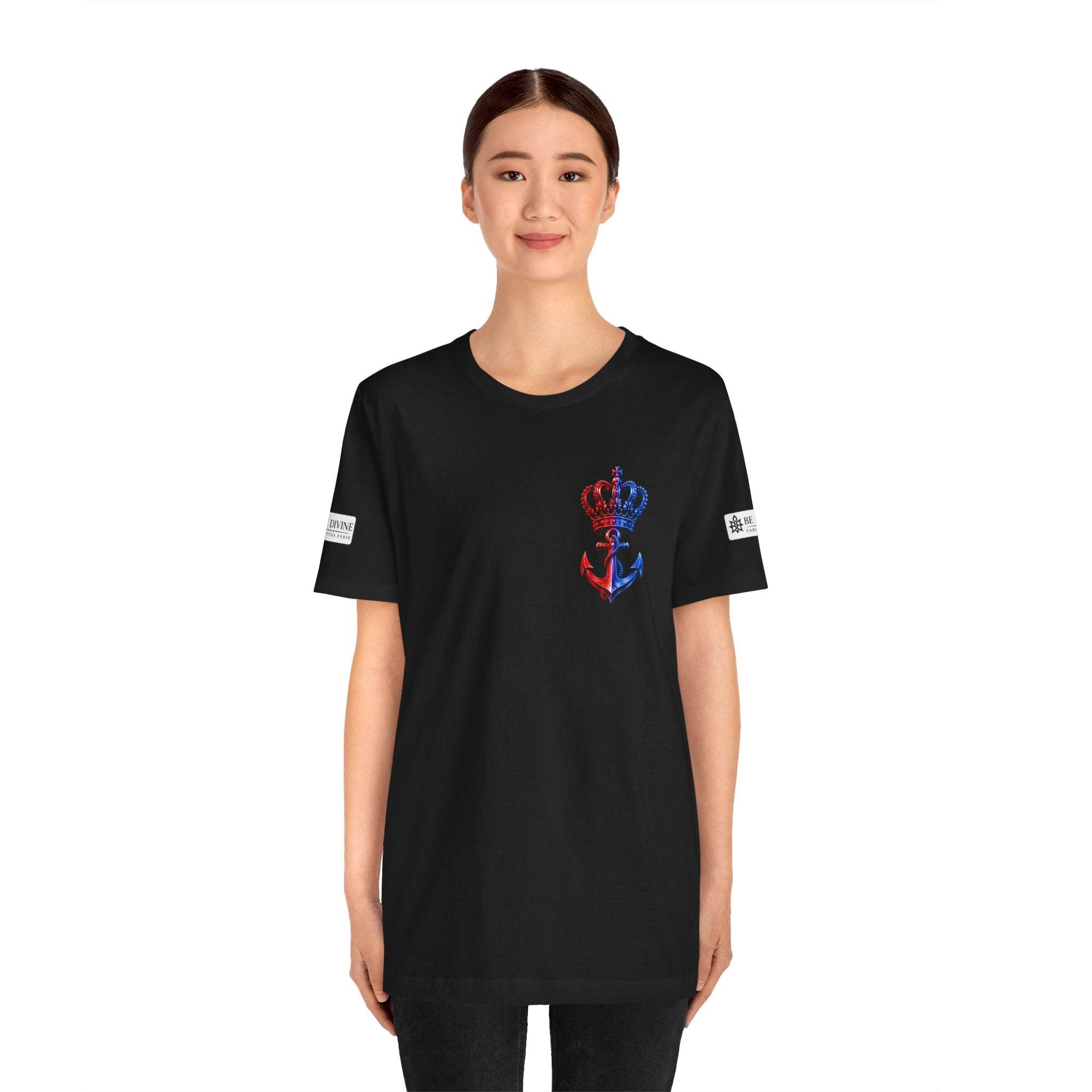 BE DIVINE™ Premium Minimal Crown 'N Anchor T-Shirt – Red 'N Blue Edition