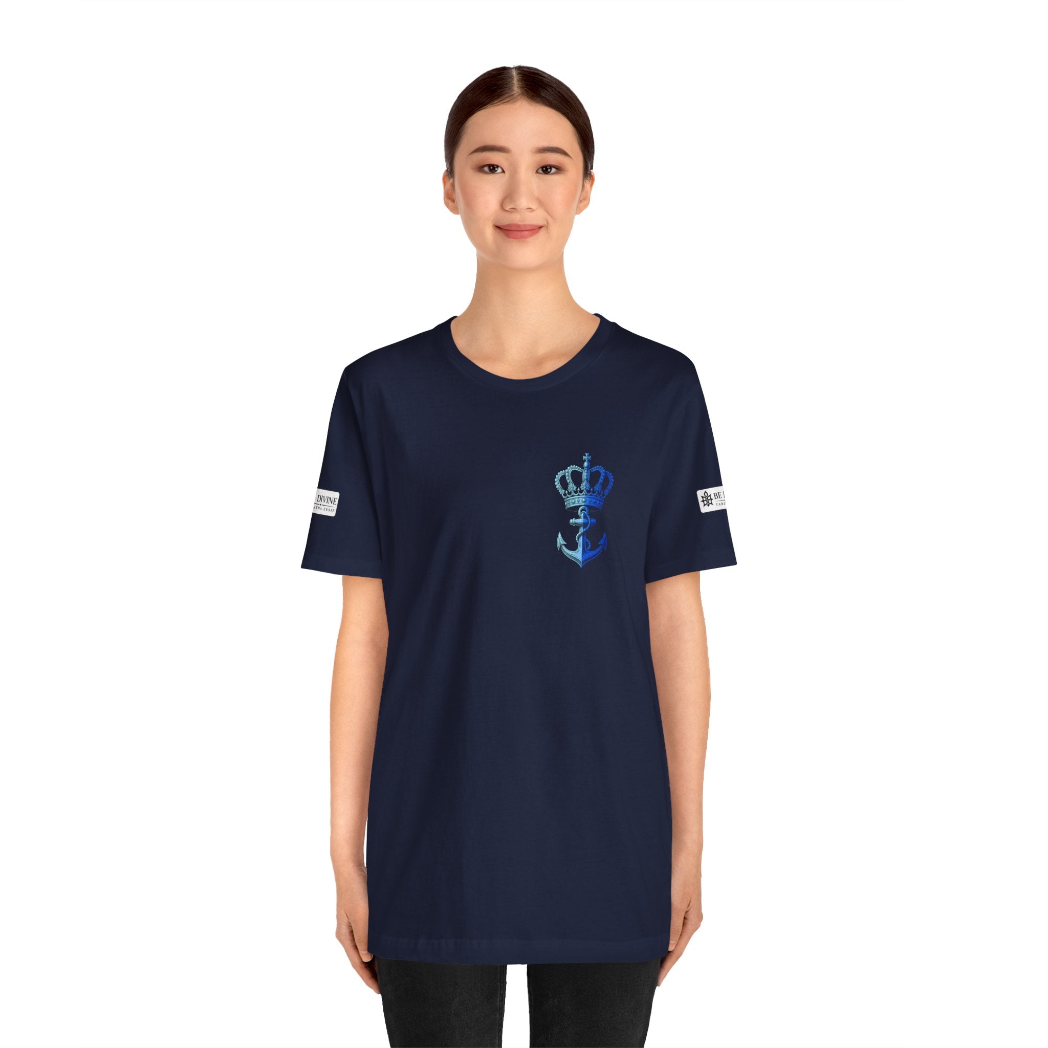 BE DIVINE™ Premium Minimal Crown 'N Anchor Tee – Blue 'N Blue Edition