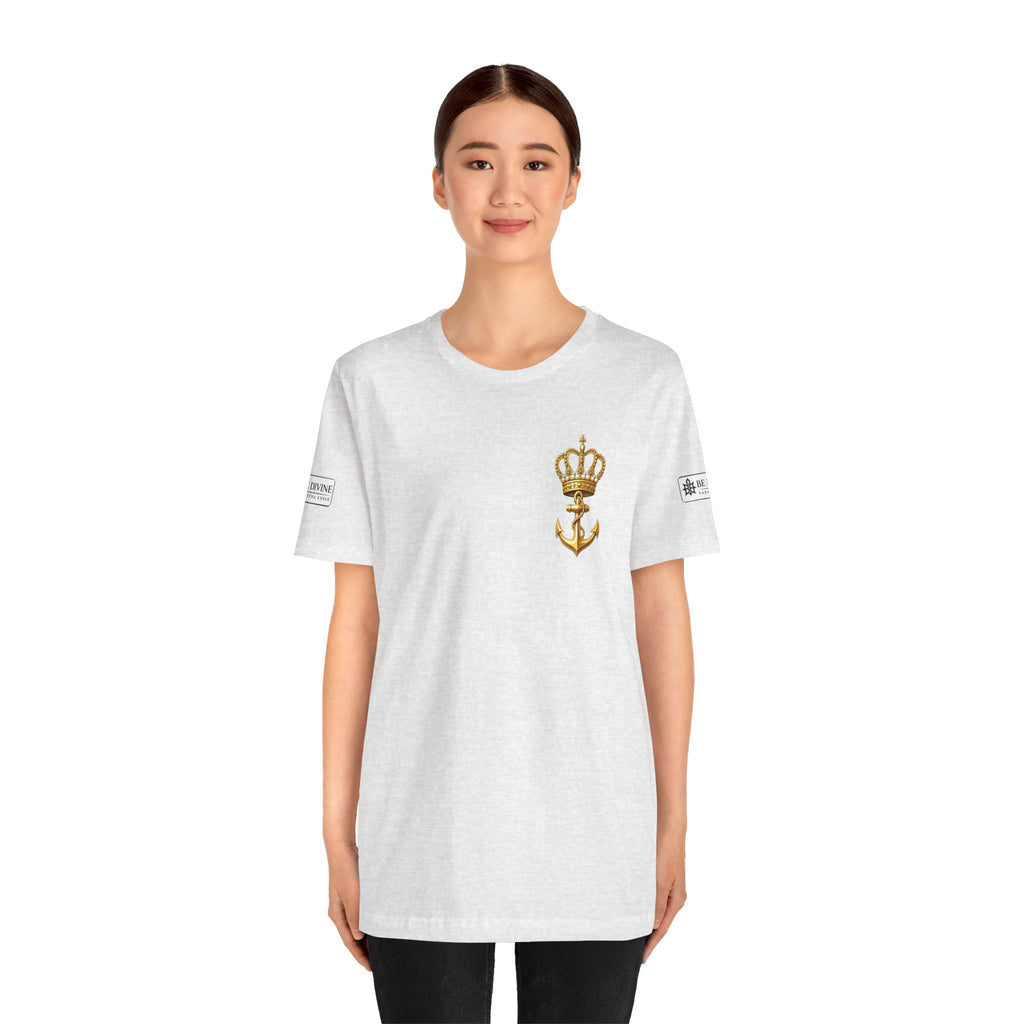 BE DIVINE™ Premium Minimal Crown 'N Anchor Tee – Black & Gold Edition