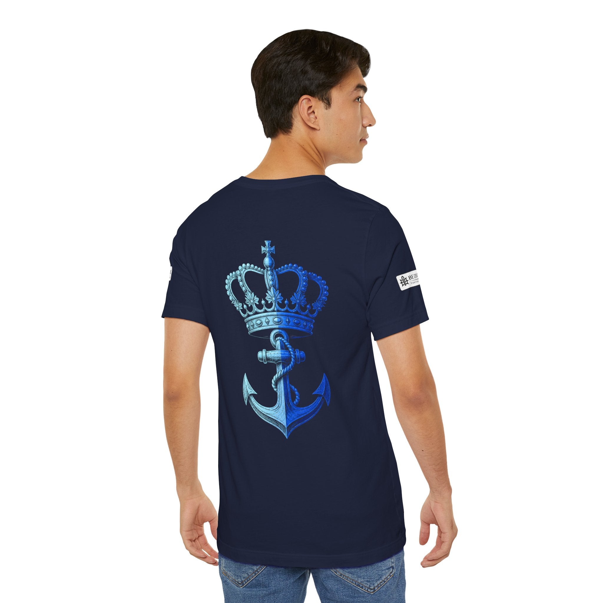 BE DIVINE™ Premium Minimal Crown 'N Anchor Tee – Blue 'N Blue Edition