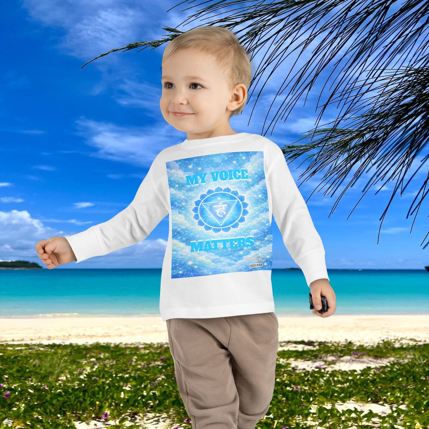 BE DIVINE™ Throat Chakra Toddler Long Sleeve Tee | Communication & Self-Expression Shirt