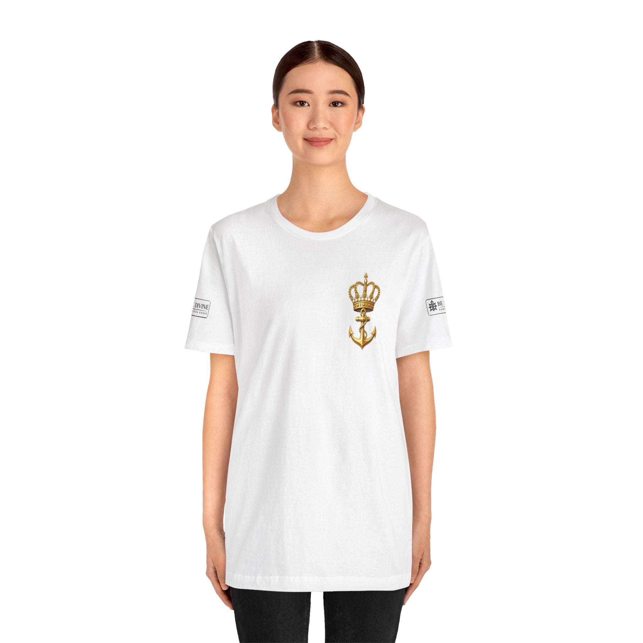 BE DIVINE™ Premium Minimal Crown 'N Anchor Tee – Black & Gold Edition