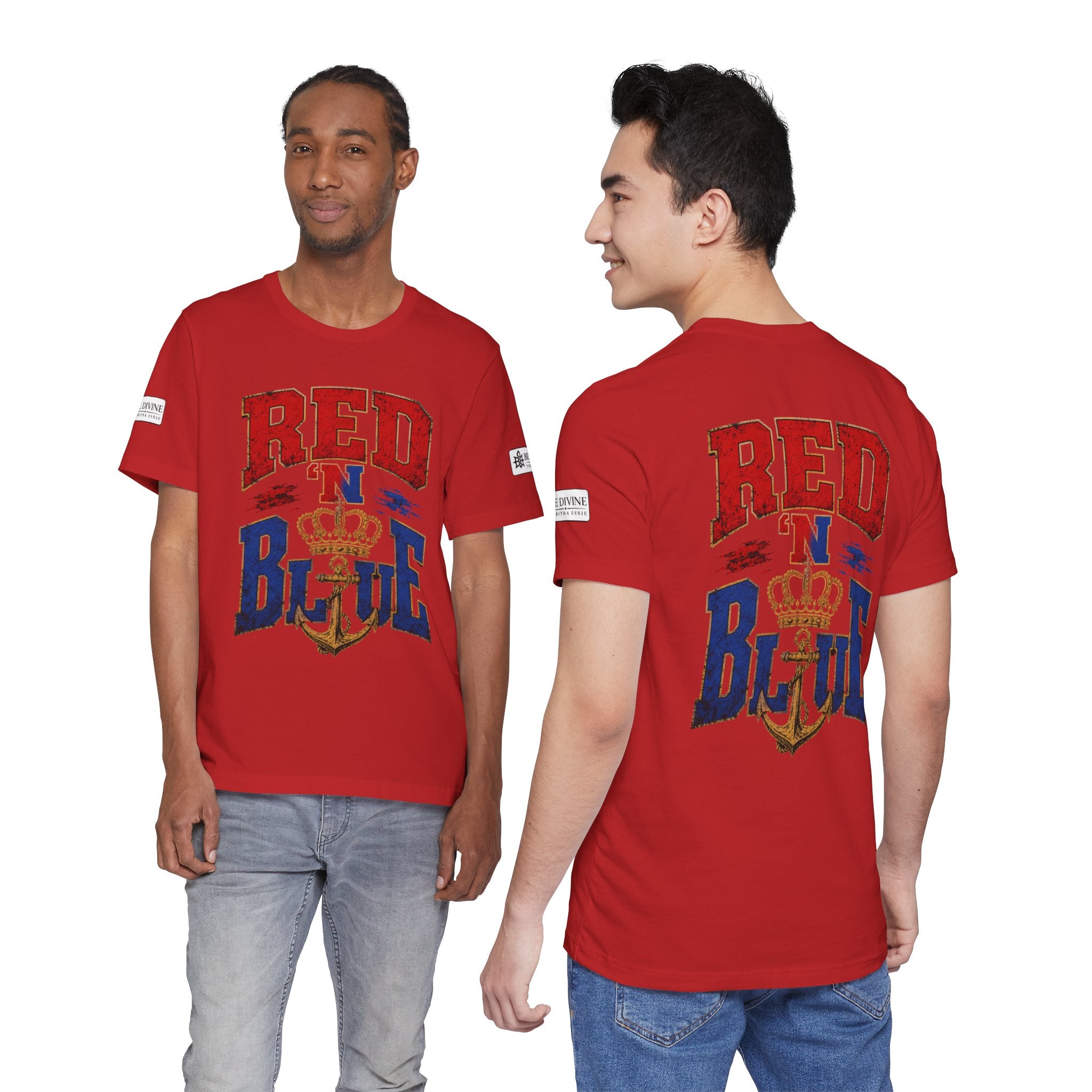 BE DIVINE™ RED 'N BLUE Tee – Crown 'N Anchor Edition