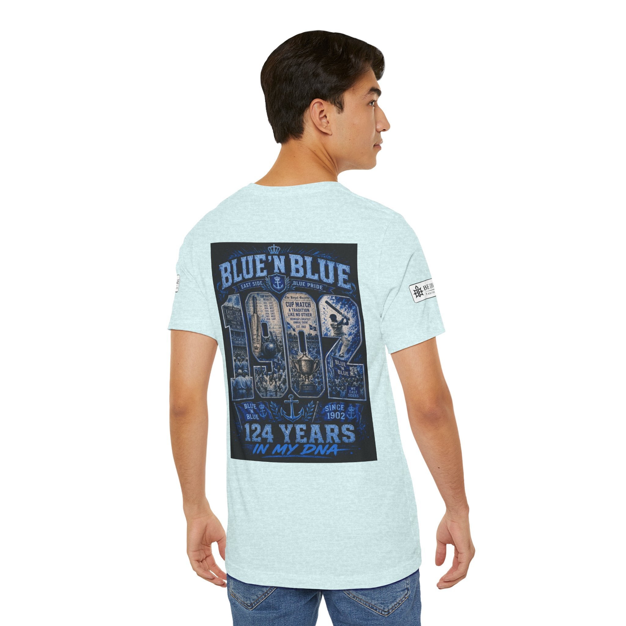 BE DIVINE™ Blue 'N Blue Cricket Greats Heritage Tee – Front & Back Collector Edition