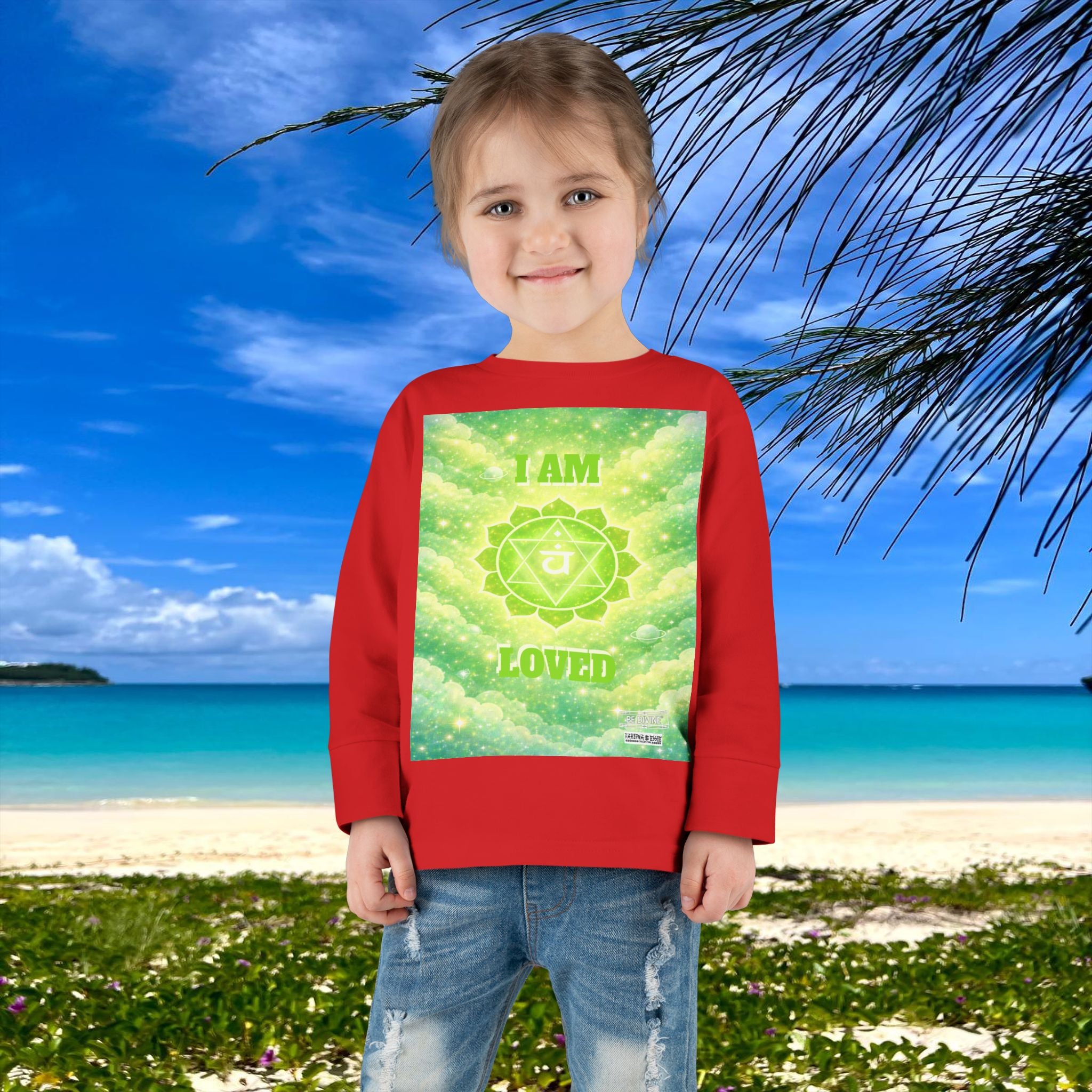 BE DIVINE™ Heart Chakra Toddler Long Sleeve Tee | Love & Compassion Affirmation Shirt
