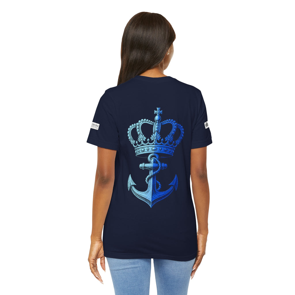 BE DIVINE™ Premium Minimal Crown 'N Anchor Tee – Blue 'N Blue Edition