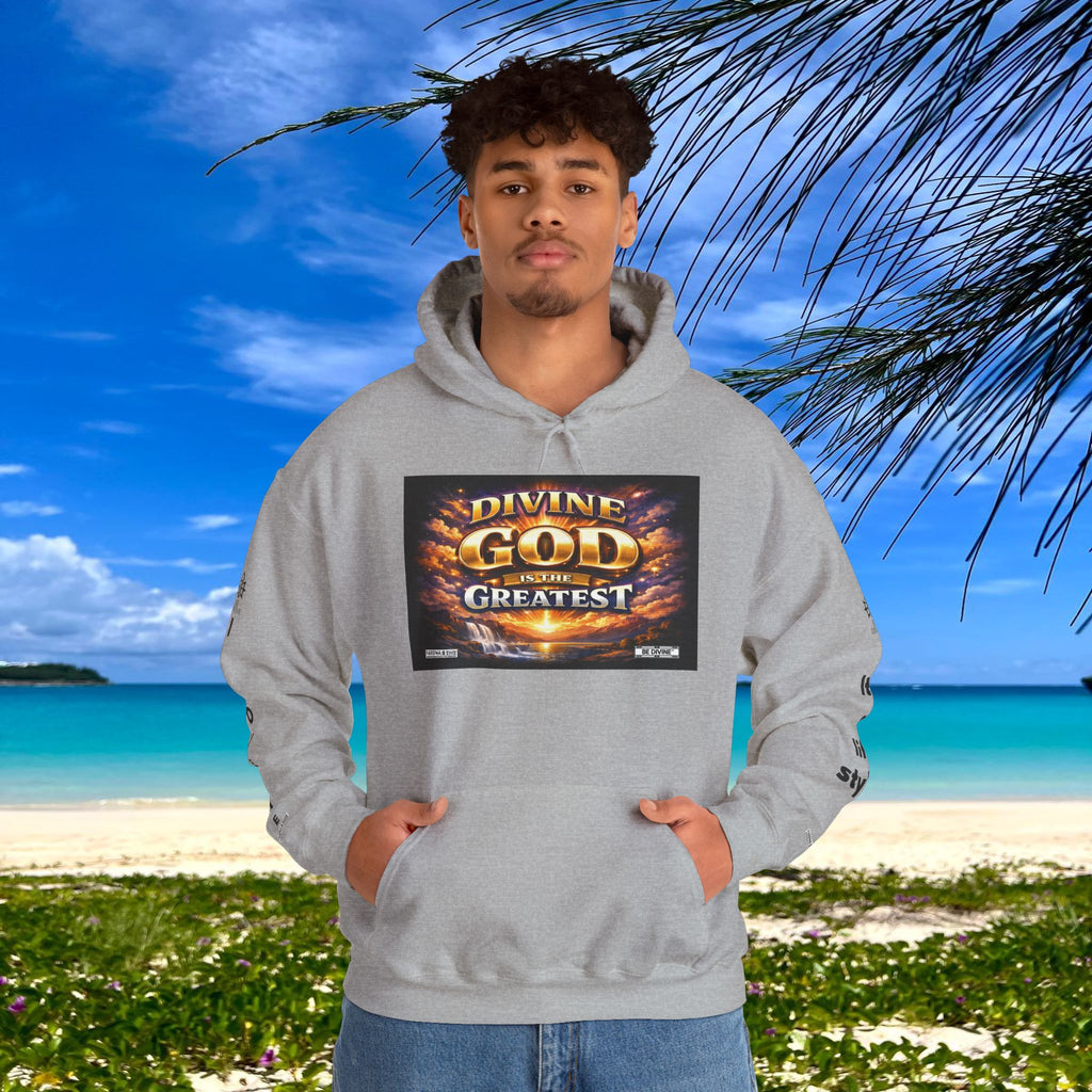 BE DIVINE™ Unisex Heavy Blend Hoodie – Divine God Is the Greatest Faith Statement Sweatshirt