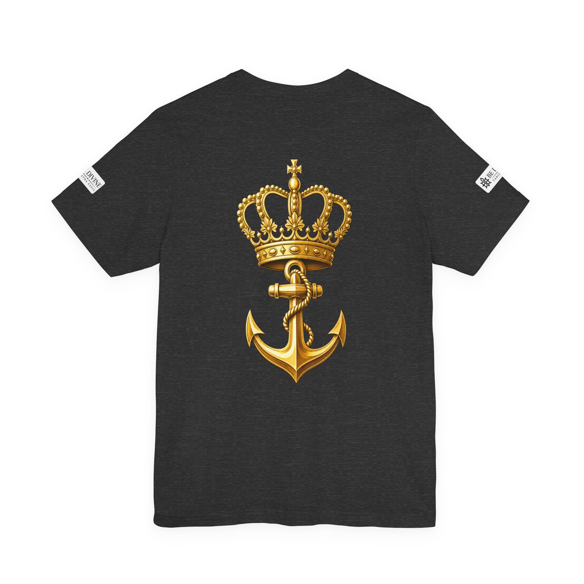 BE DIVINE™ Premium Minimal Crown 'N Anchor Tee – Black & Gold Edition