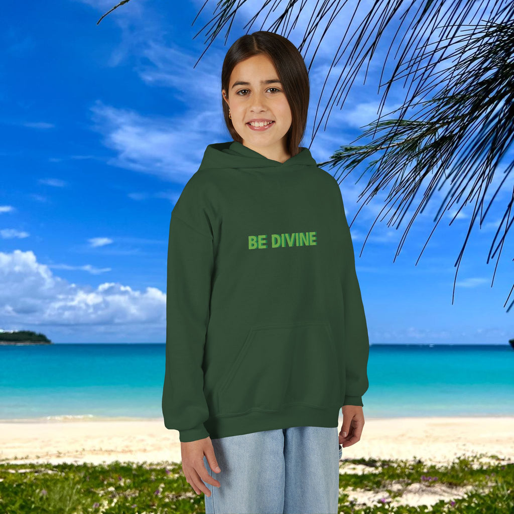 BE DIVINE™ Youth Hoodie – Gender Neutral, Soft Cotton, Inspirational Print (Youth S–XL)