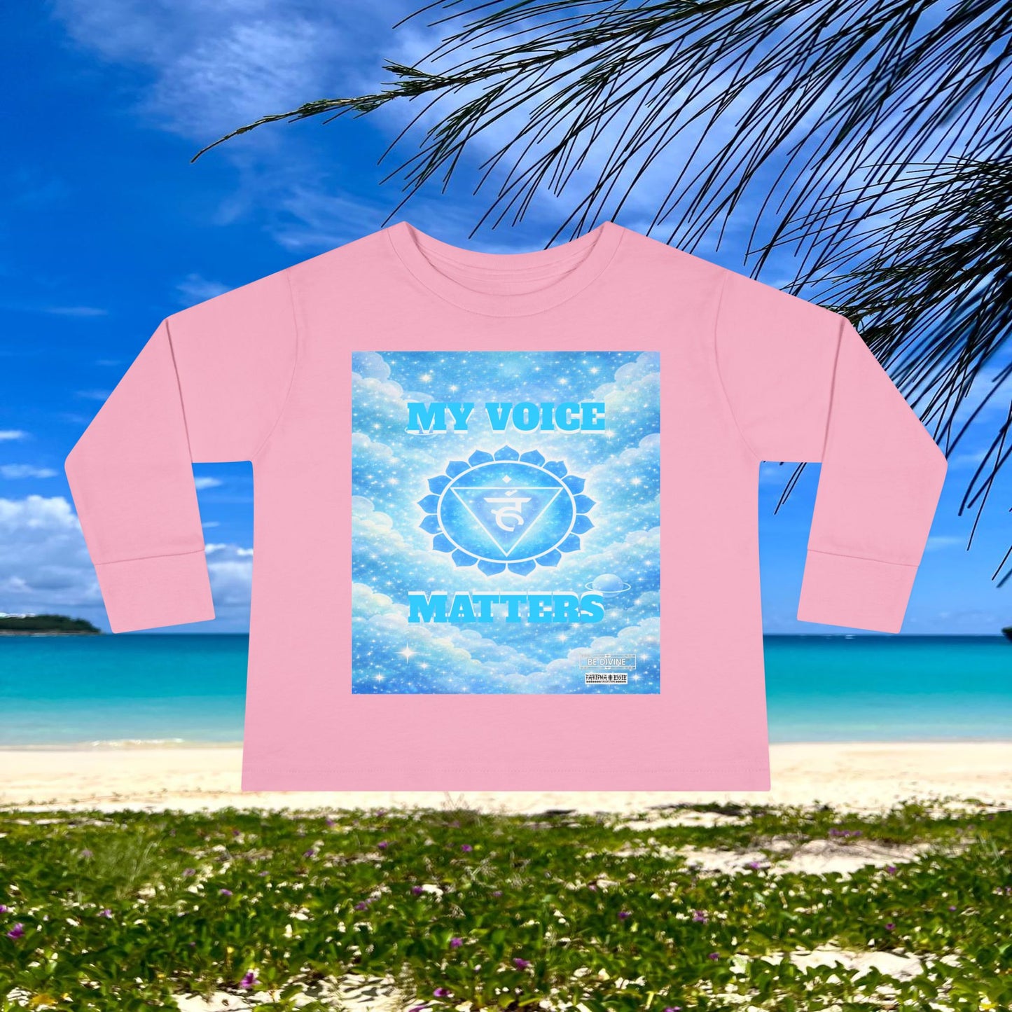BE DIVINE™ Throat Chakra Toddler Long Sleeve Tee | Communication & Self-Expression Shirt