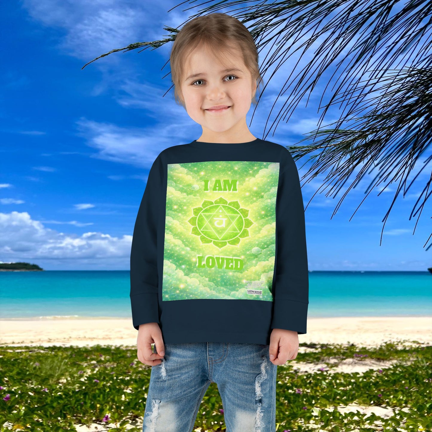 BE DIVINE™ Heart Chakra Toddler Long Sleeve Tee | Love & Compassion Affirmation Shirt