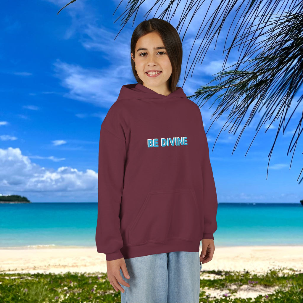 BE DIVINE™ Youth Hoodie – Gender Neutral, Soft Cotton, Inspirational Print (Youth S–XL)