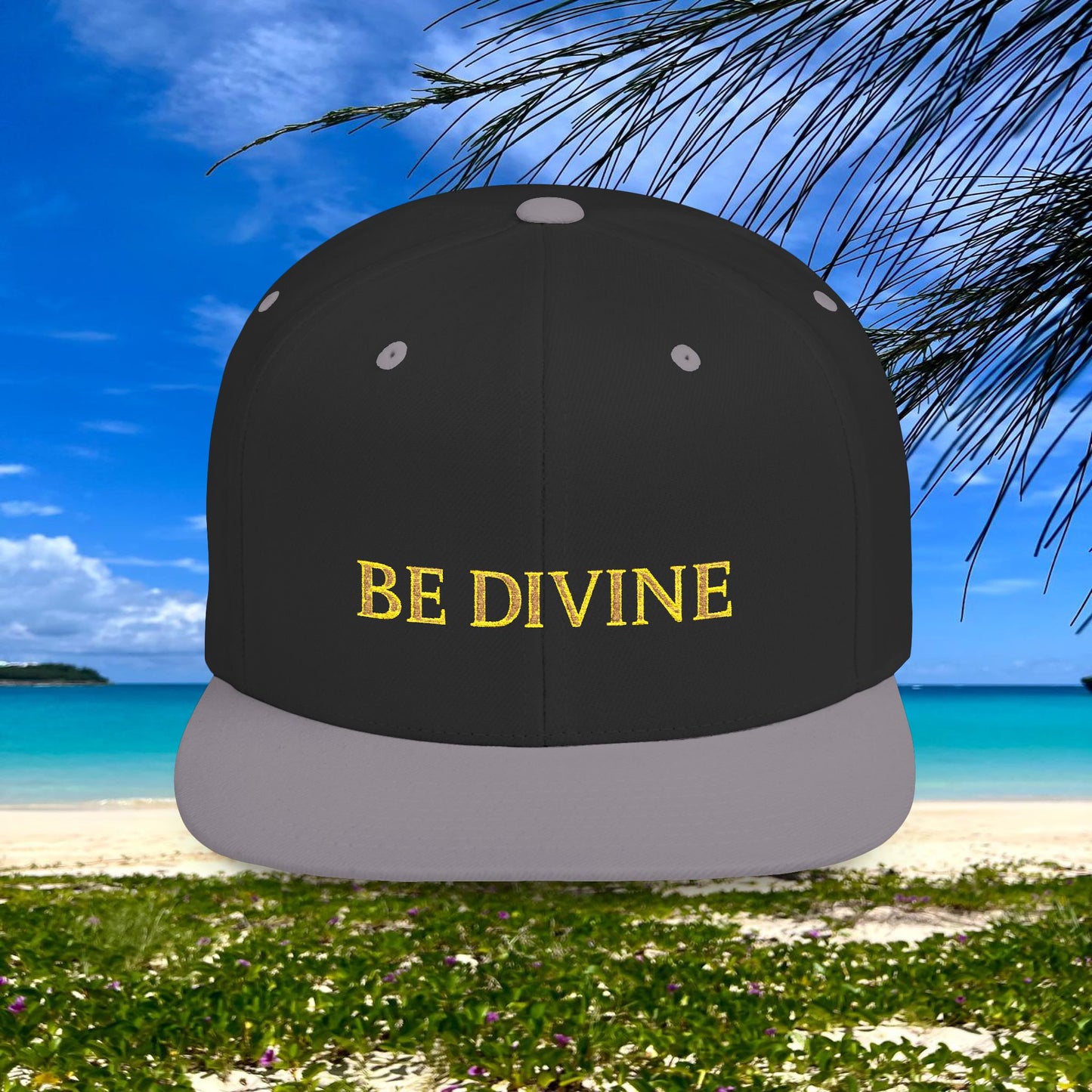 BE DIVINE™ Premium Snapback Cap – Embroidered Gold