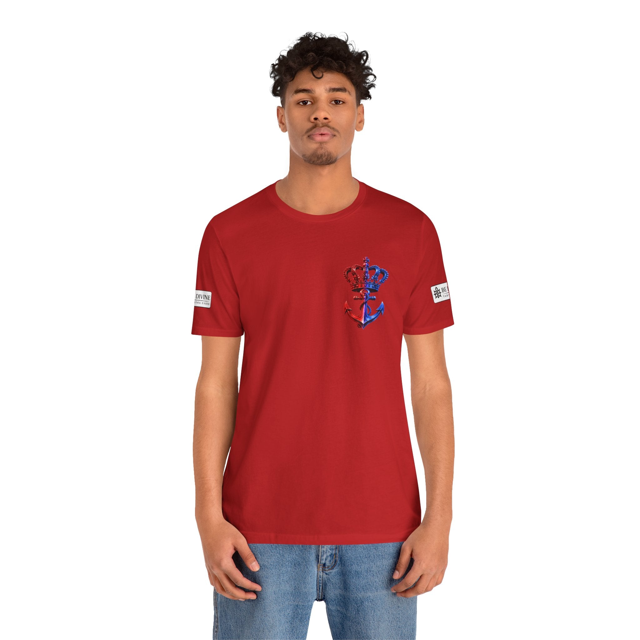BE DIVINE™ Premium Minimal Crown 'N Anchor T-Shirt – Red 'N Blue Edition