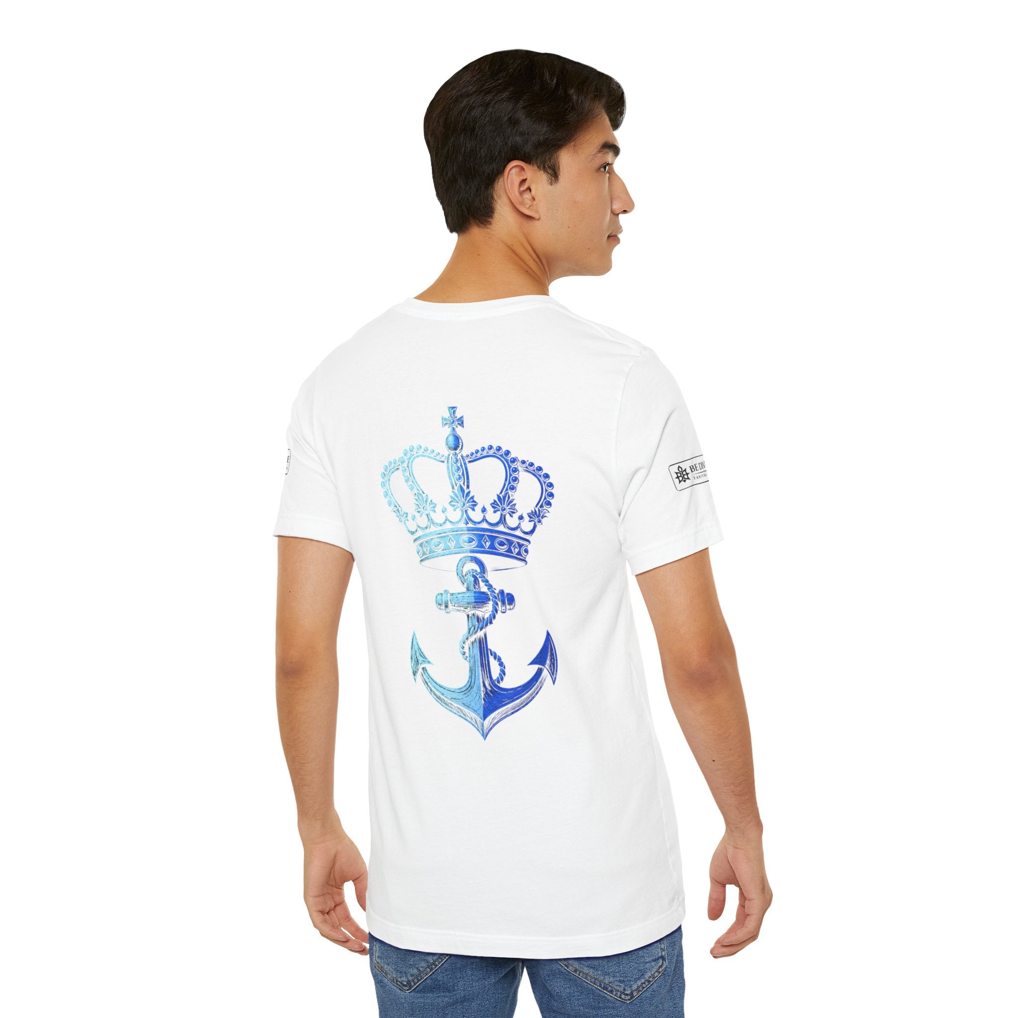 BE DIVINE™ Premium Minimal Crown 'N Anchor Tee – Blue 'N Blue Edition