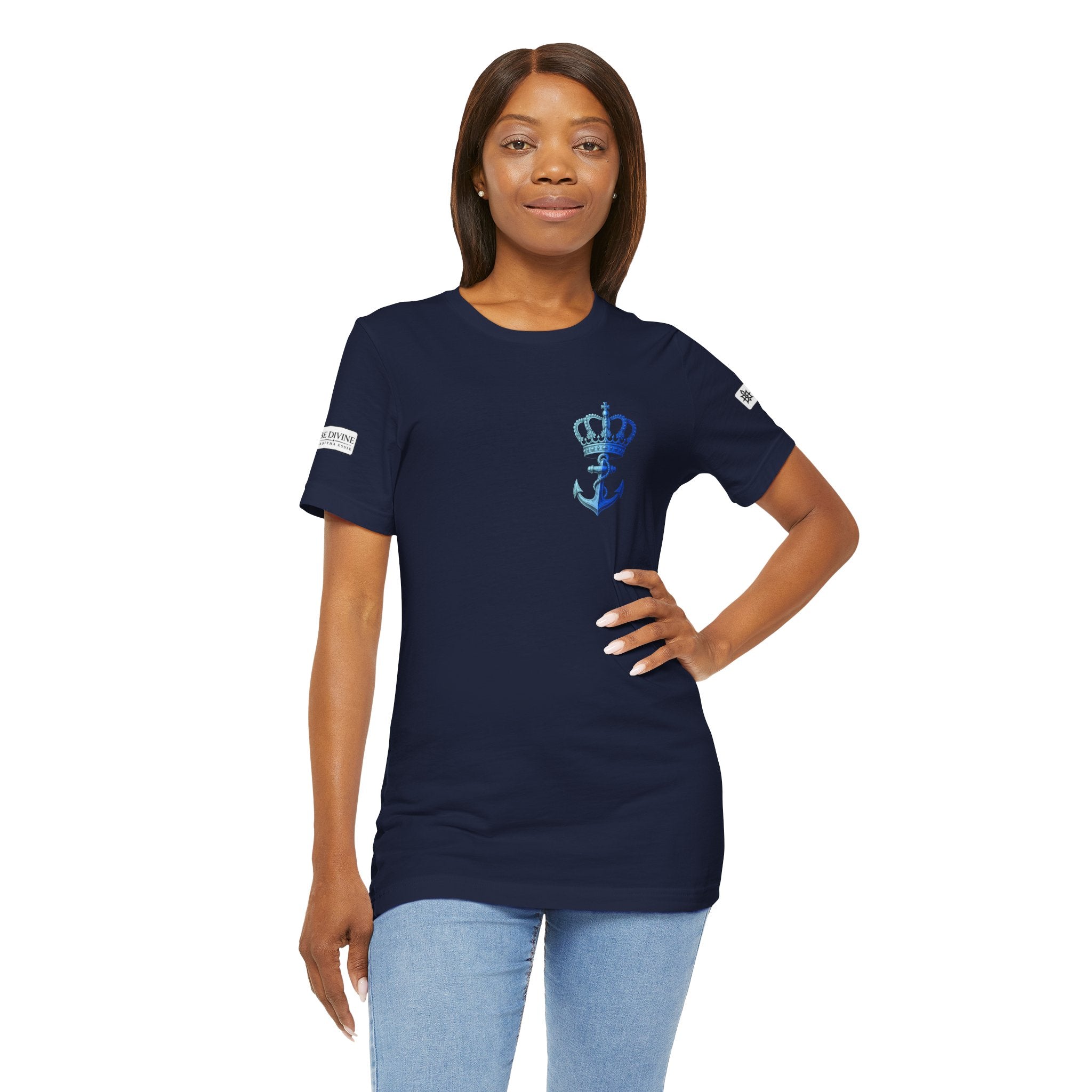BE DIVINE™ Premium Minimal Crown 'N Anchor Tee – Blue 'N Blue Edition