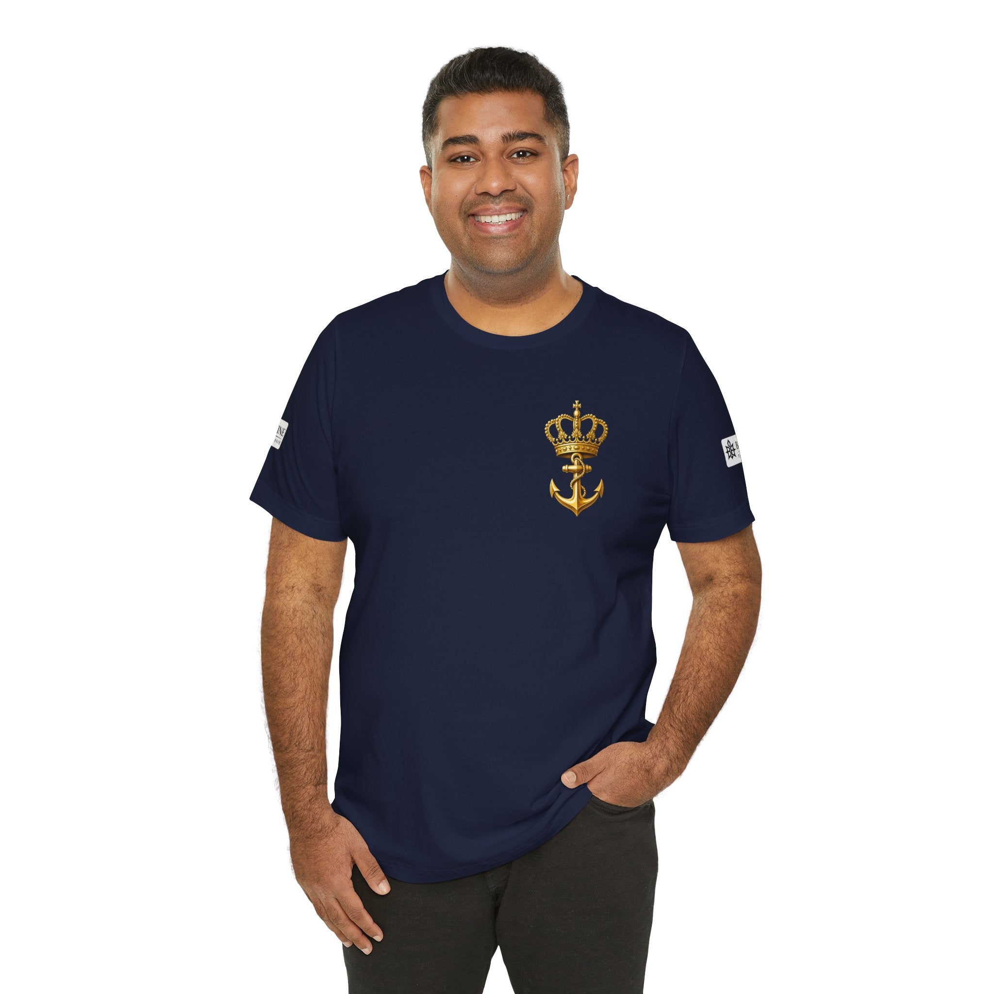 BE DIVINE™ Premium Minimal Crown 'N Anchor Tee – Black & Gold Edition