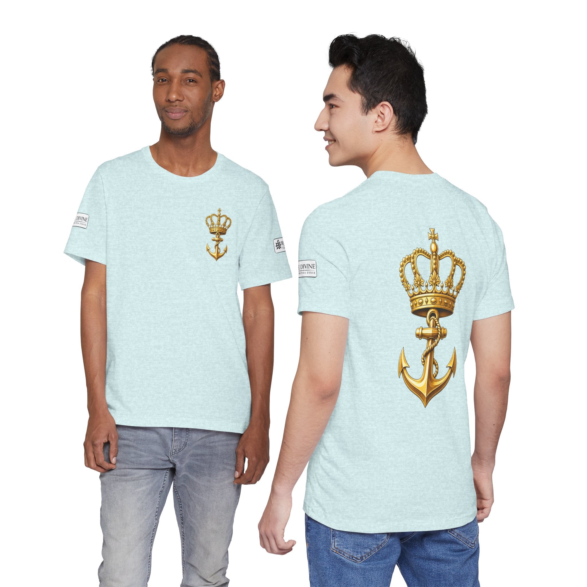 BE DIVINE™ Premium Minimal Crown 'N Anchor Tee – Black & Gold Edition