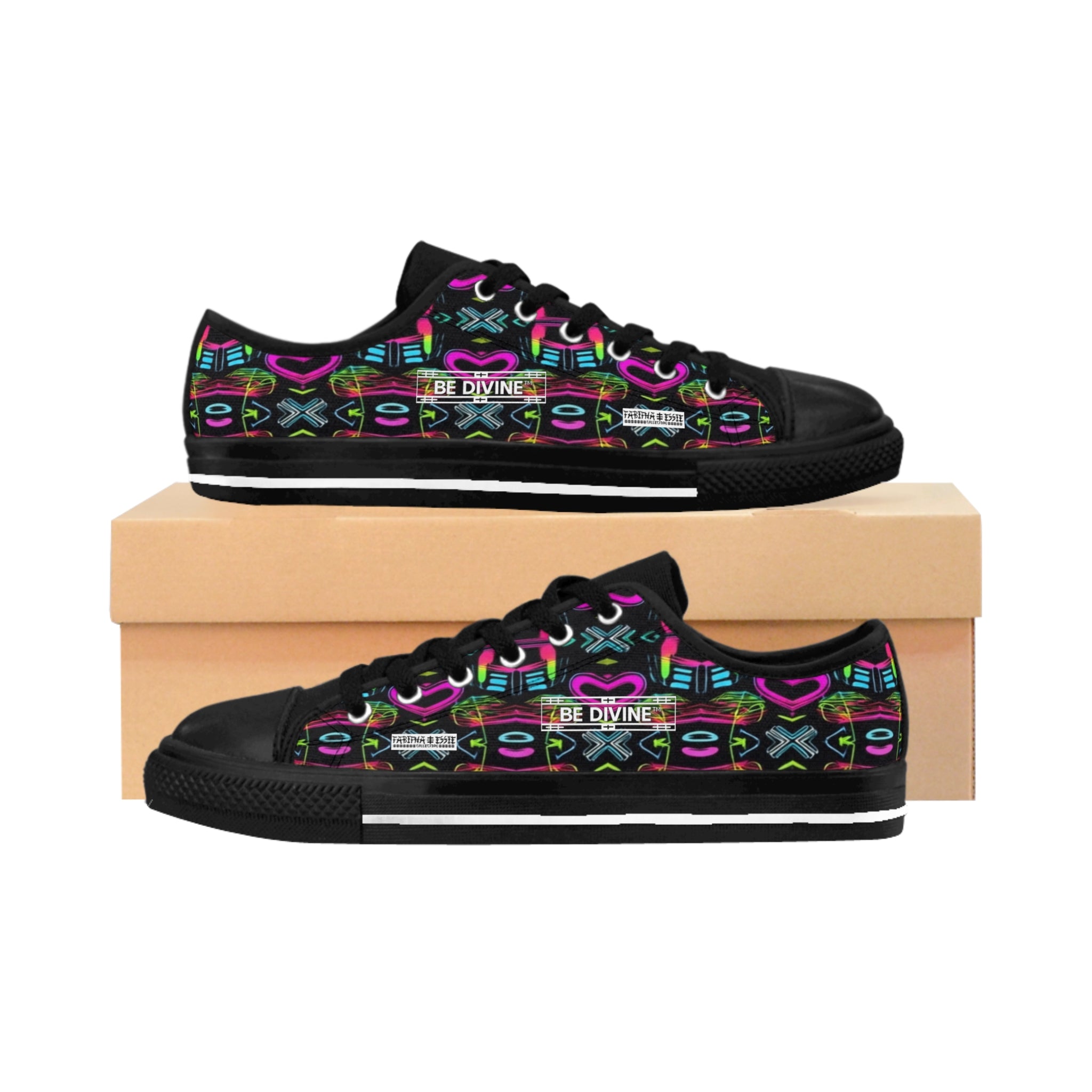 Neon Heart Flow Low-Top Sneakers - BE Divine™ Designed by Tabitha Essie