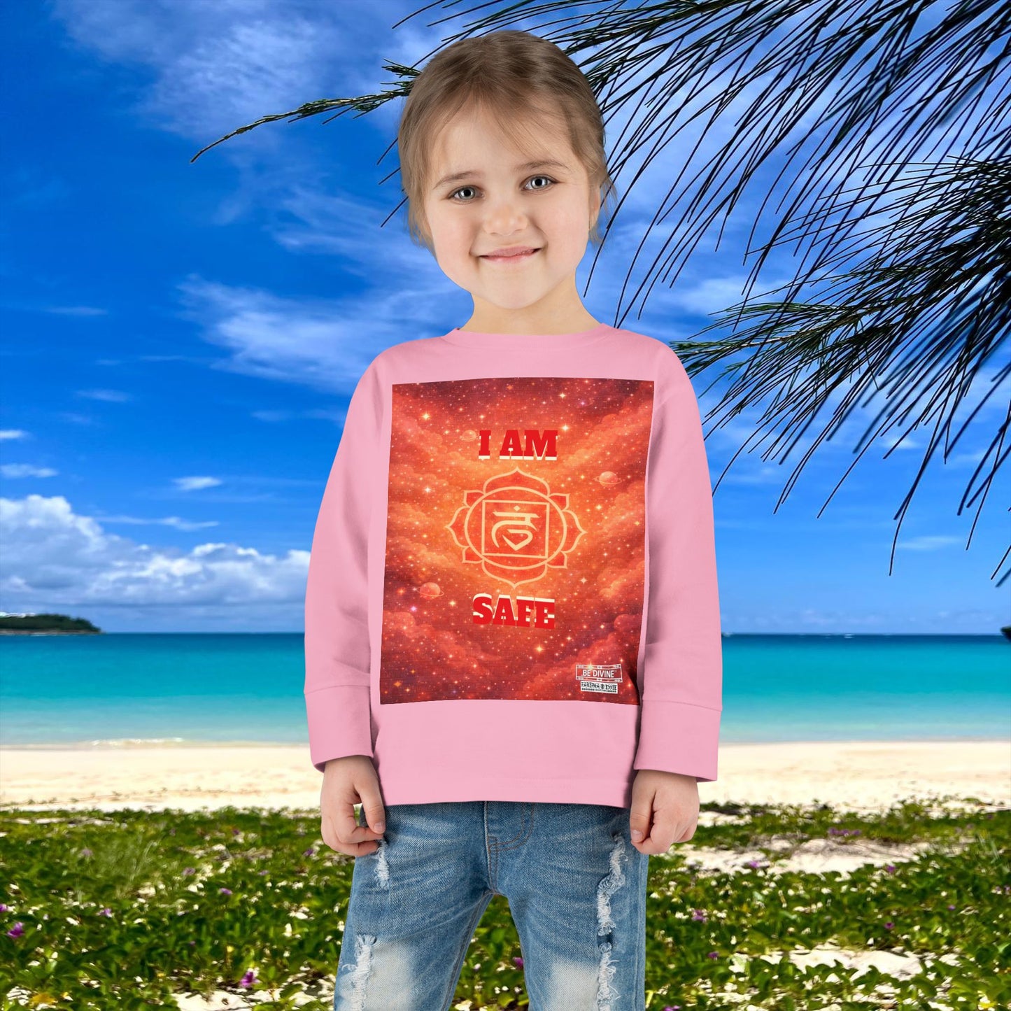 BE DIVINE™ Root Chakra Toddler Long Sleeve Tee | Safety & Security Affirmation Shirt
