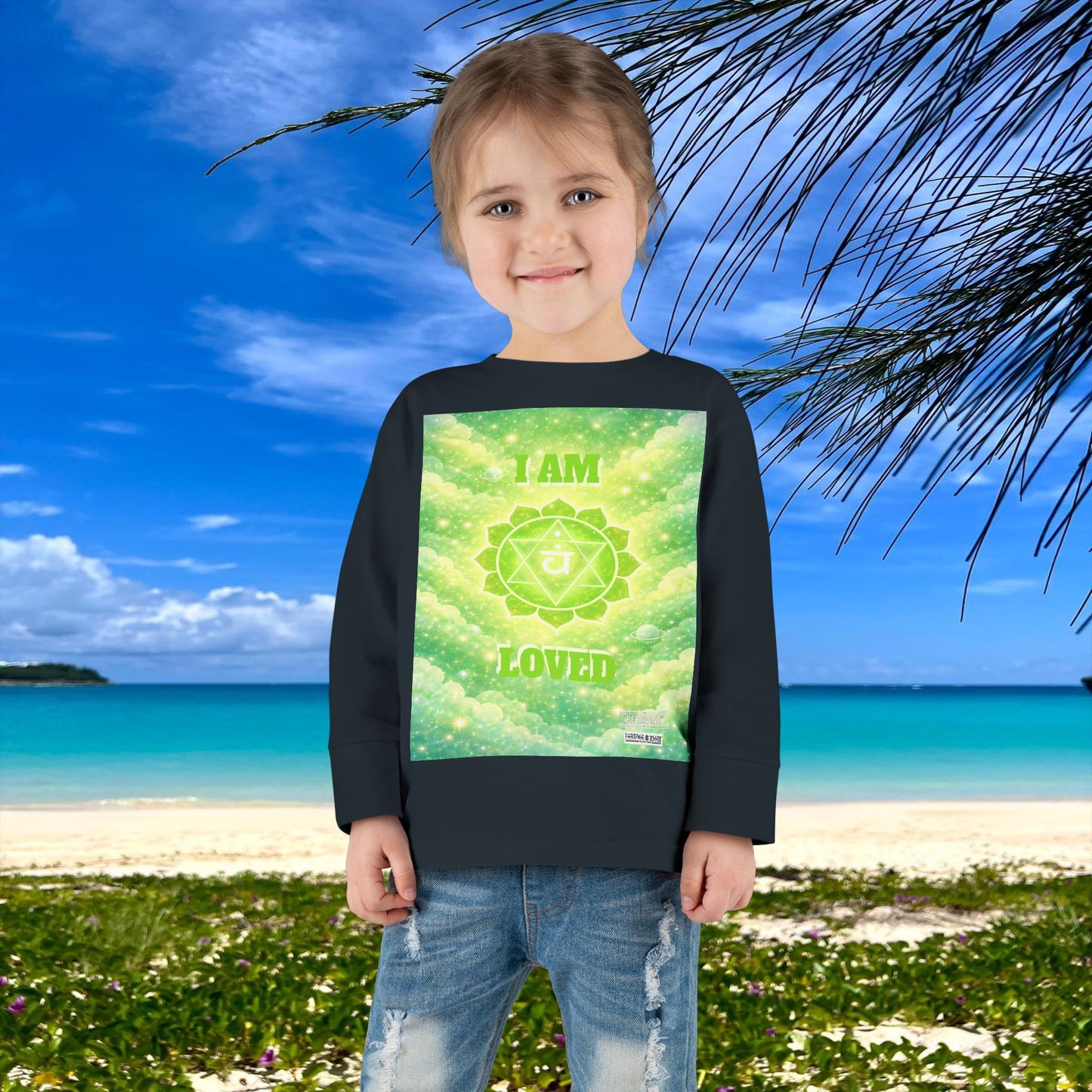BE DIVINE™ Heart Chakra Toddler Long Sleeve Tee | Love & Compassion Affirmation Shirt